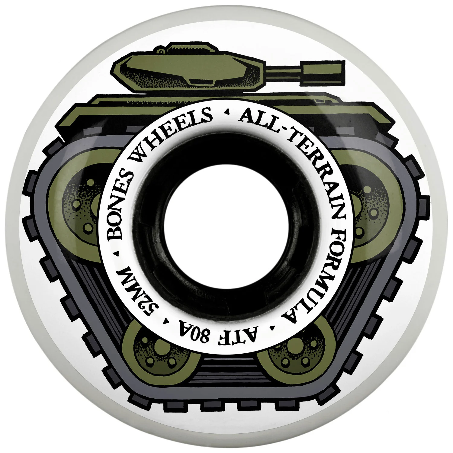 Bones Skateboard Wheels 52mm Tank ATF 80A White All-Terrain Formula - Image 2