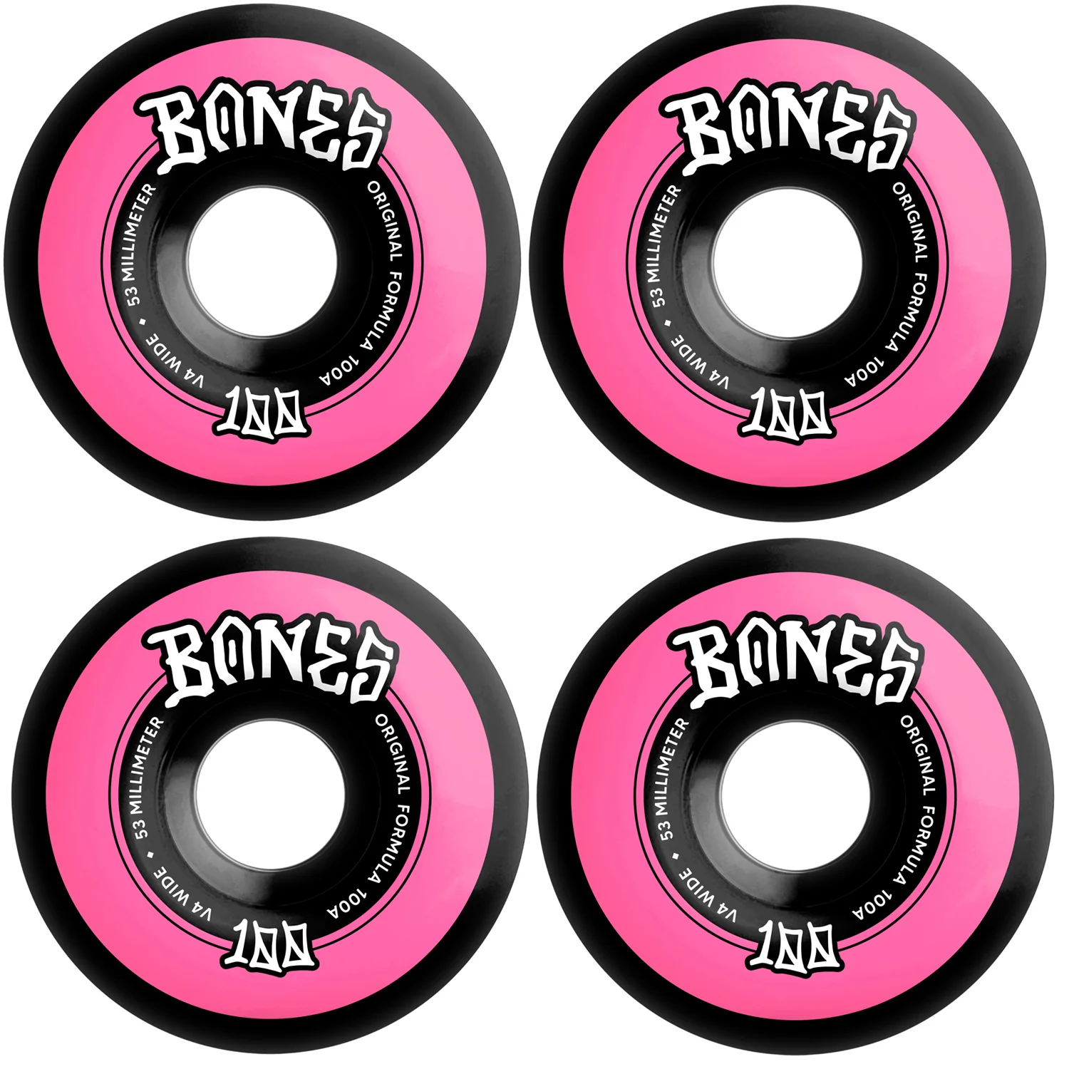 Bones Skateboard Wheels 53mm Original V4 Wide 100A Black