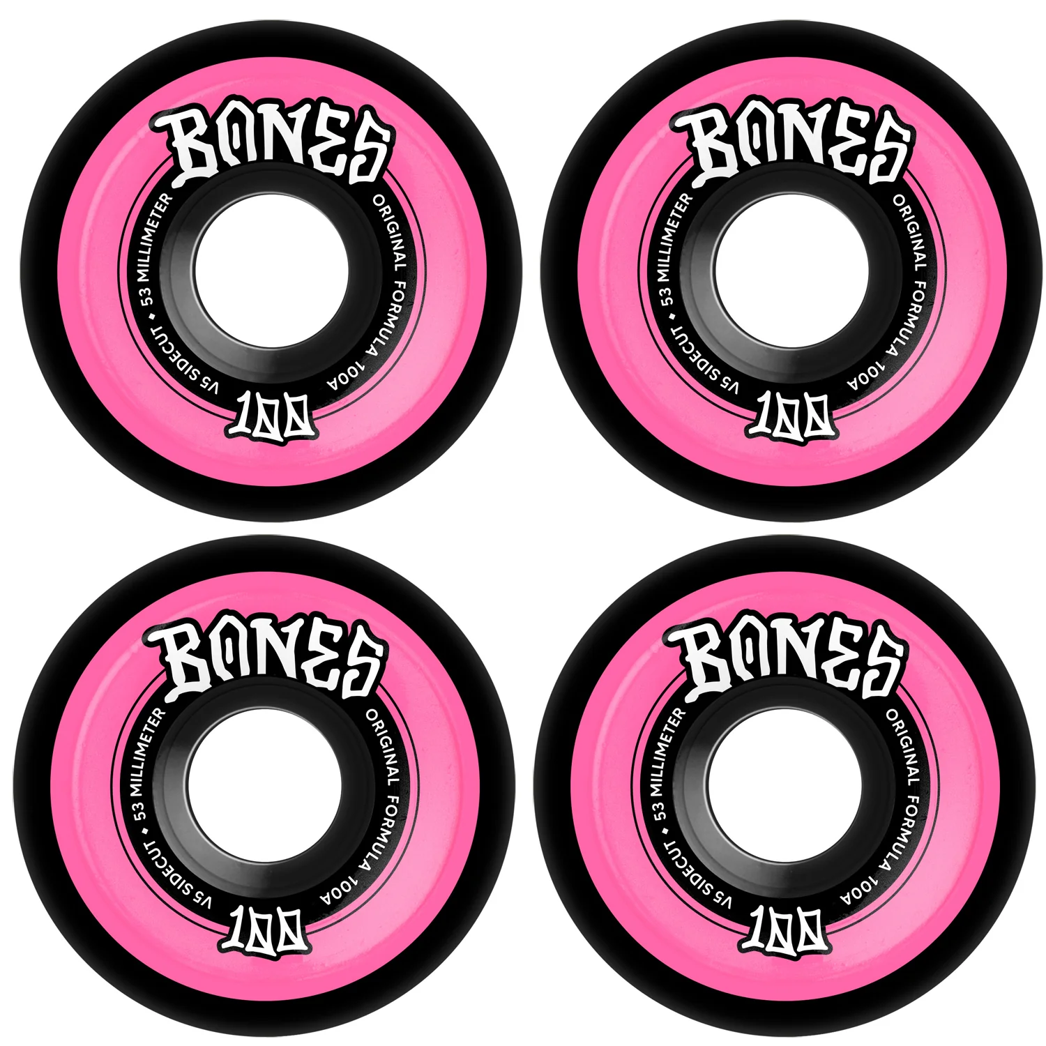 Bones Skateboard Wheels 53mm Original V5 Sidecut 100A Black