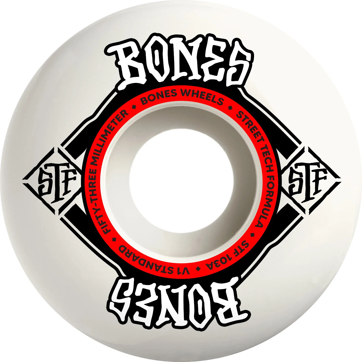 Bones Skateboard Wheels 53mm STF V1 Standard 103A White - Image 2