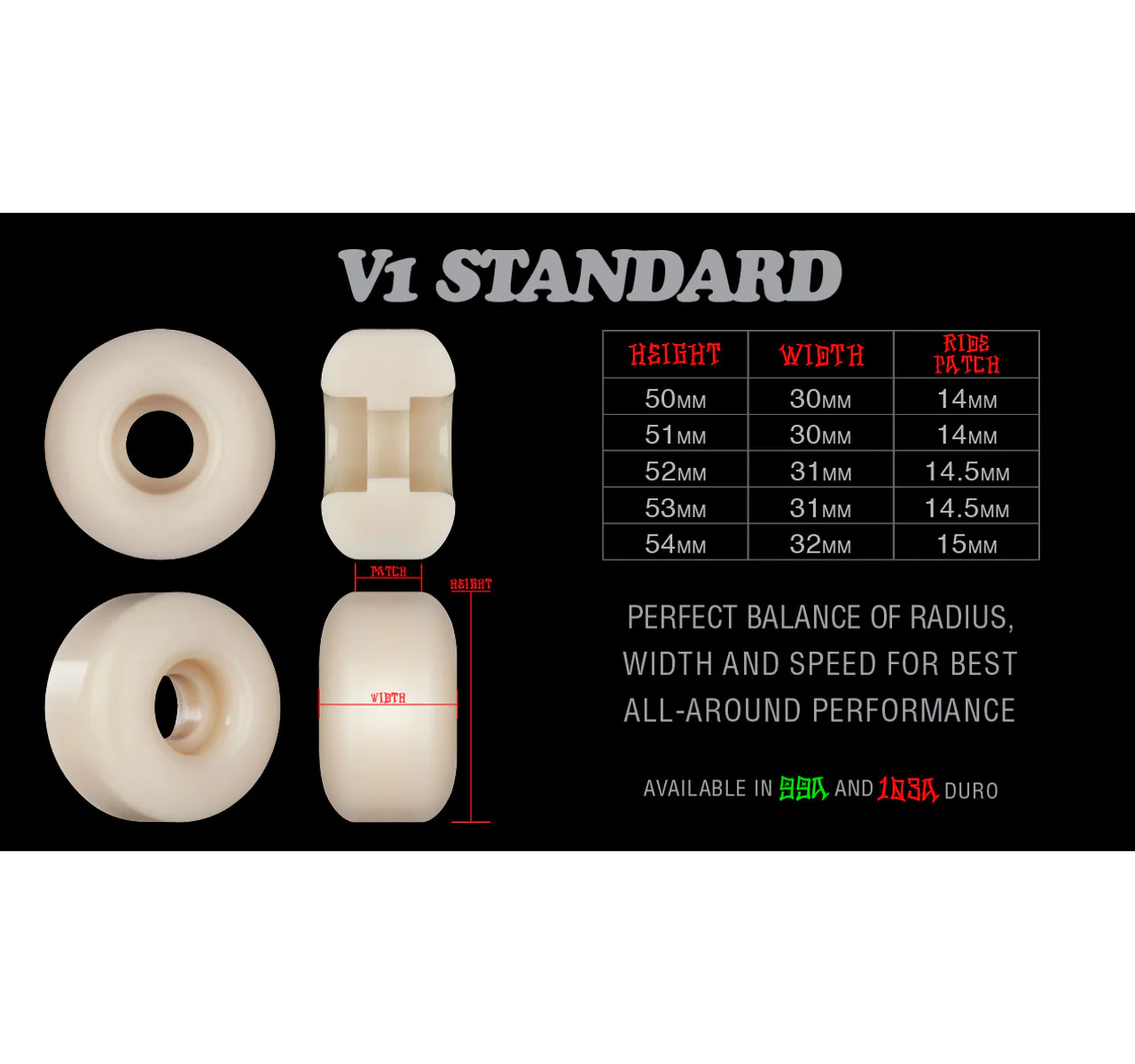 Bones Skateboard Wheels 53mm STF V1 Standard 103A White - Image 3