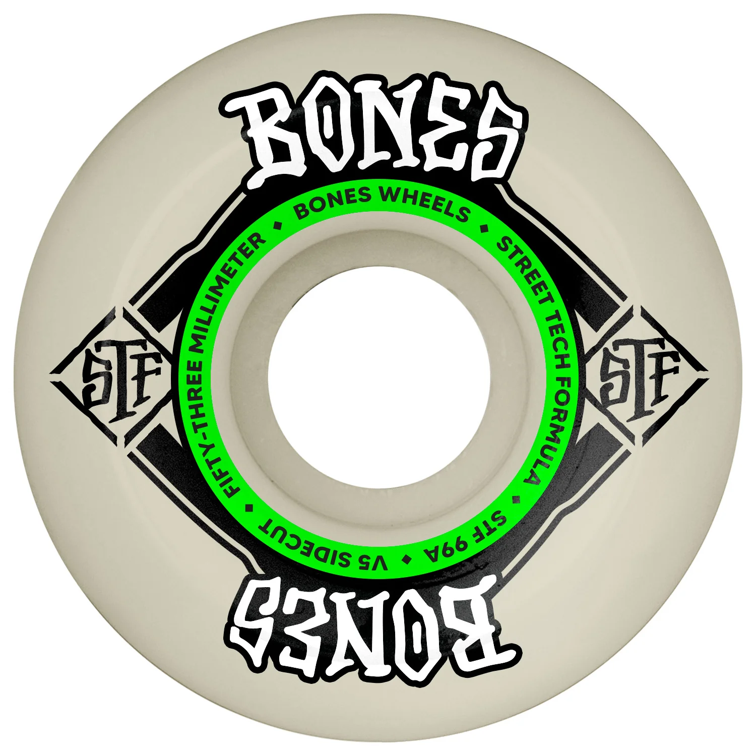 Bones Skateboard Wheels 53mm STF V5 Sidecut 99A White - Image 2