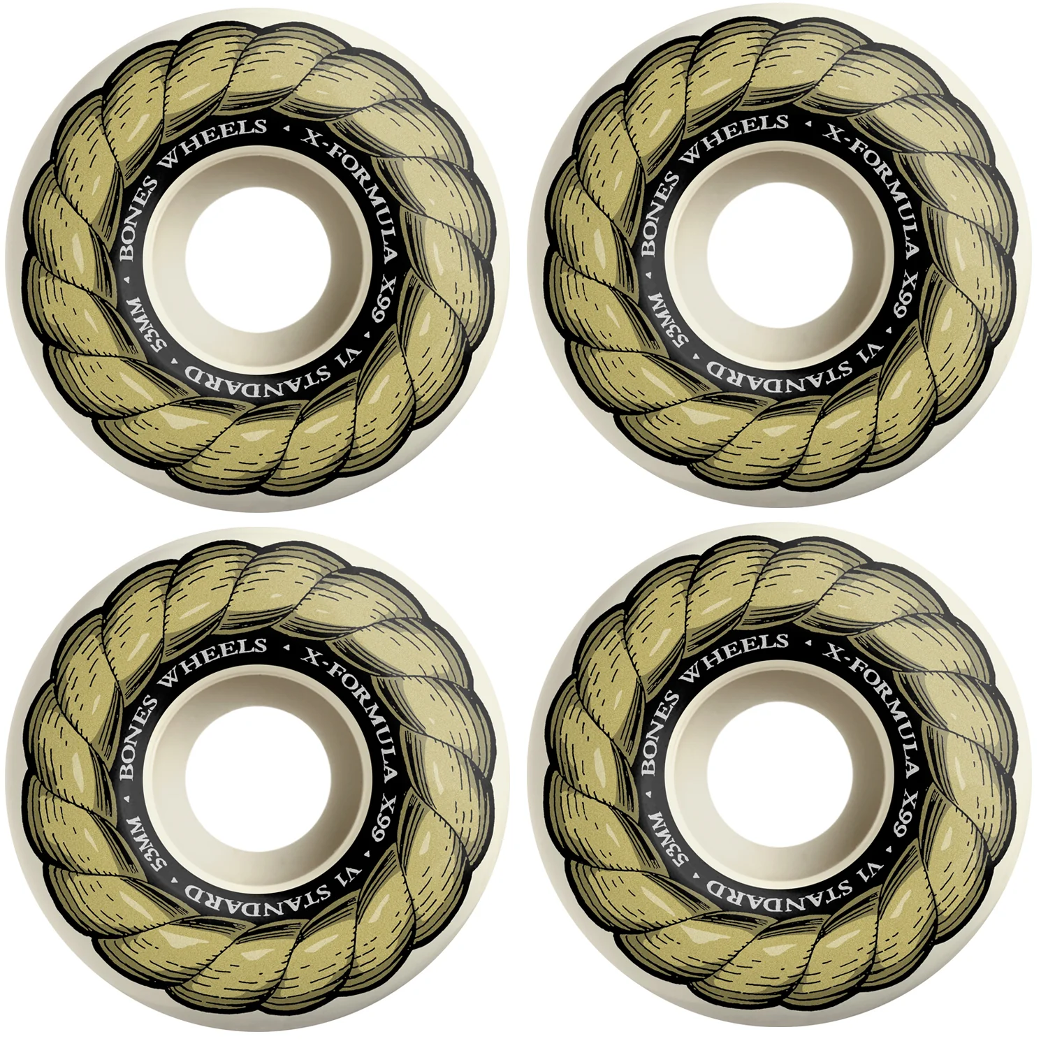 Bones Skateboard Wheels 53mm X-Formula Standard V1 99A White
