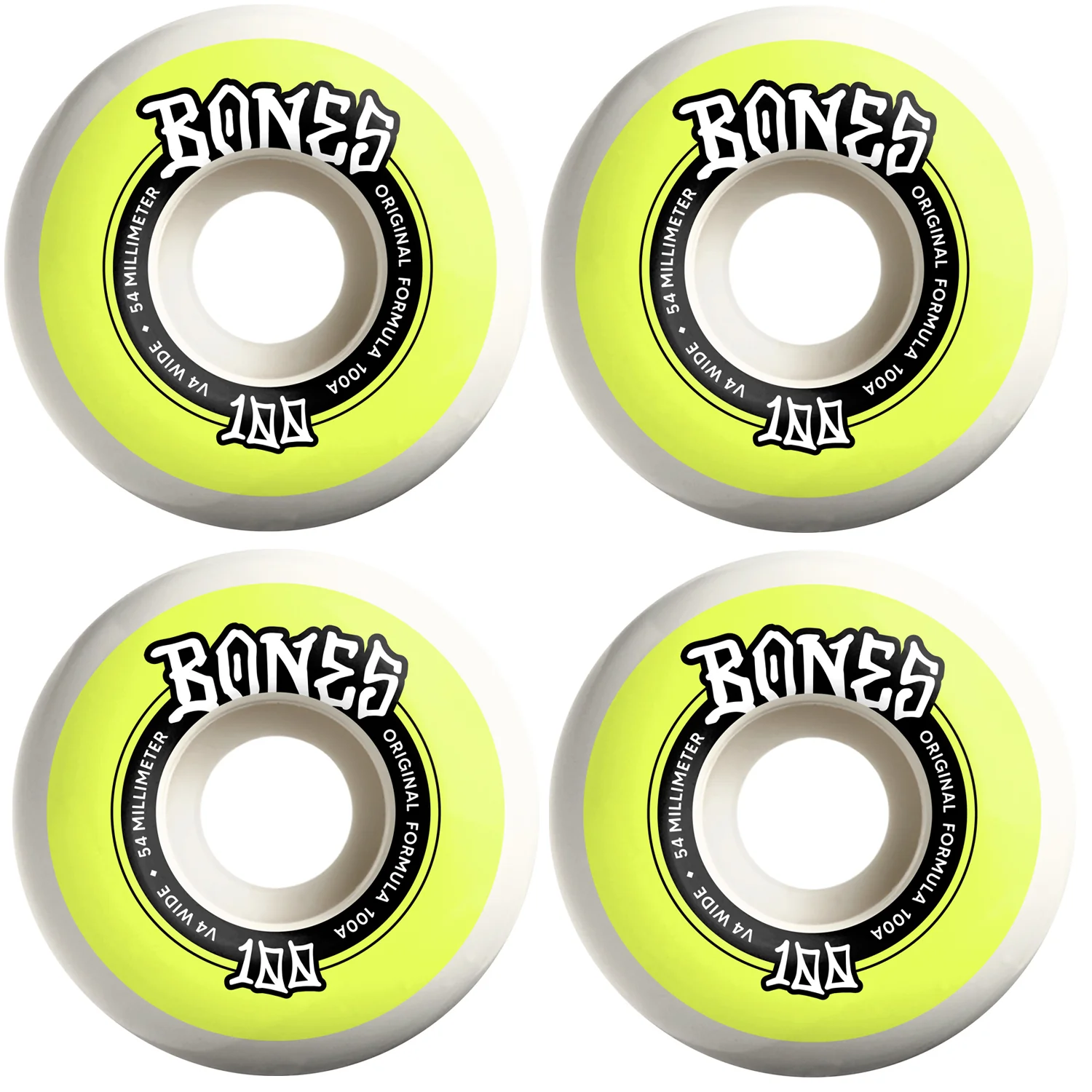Bones Skateboard Wheels 54mm Original V4 Wide 100A White