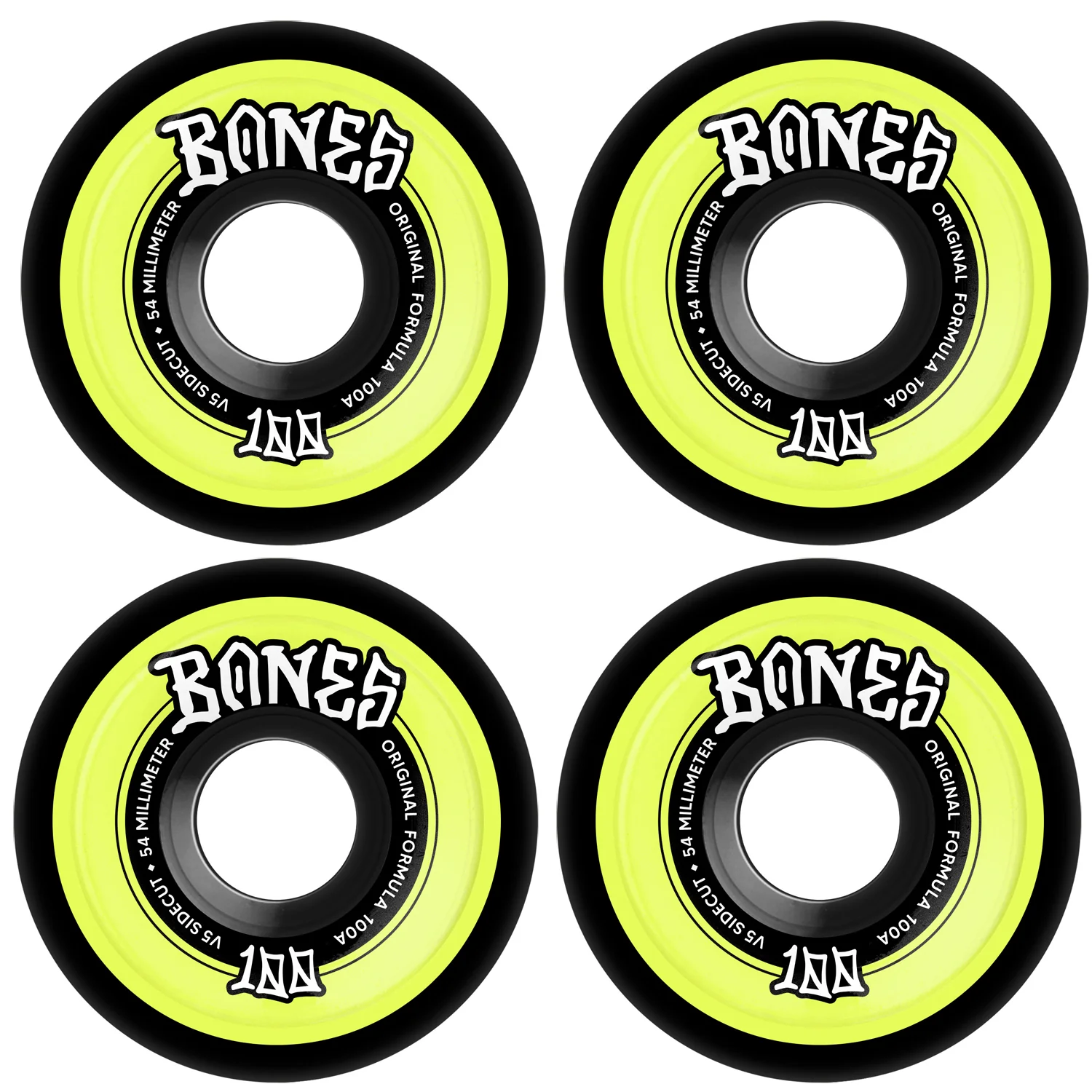 Bones Skateboard Wheels 54mm Original V5 Sidecut 100A Black