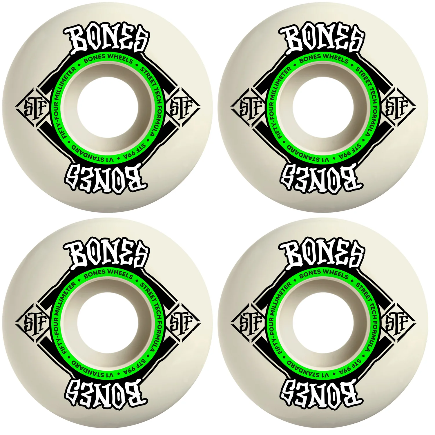 Bones Skateboard Wheels 54mm STF V1 Standard 99A White