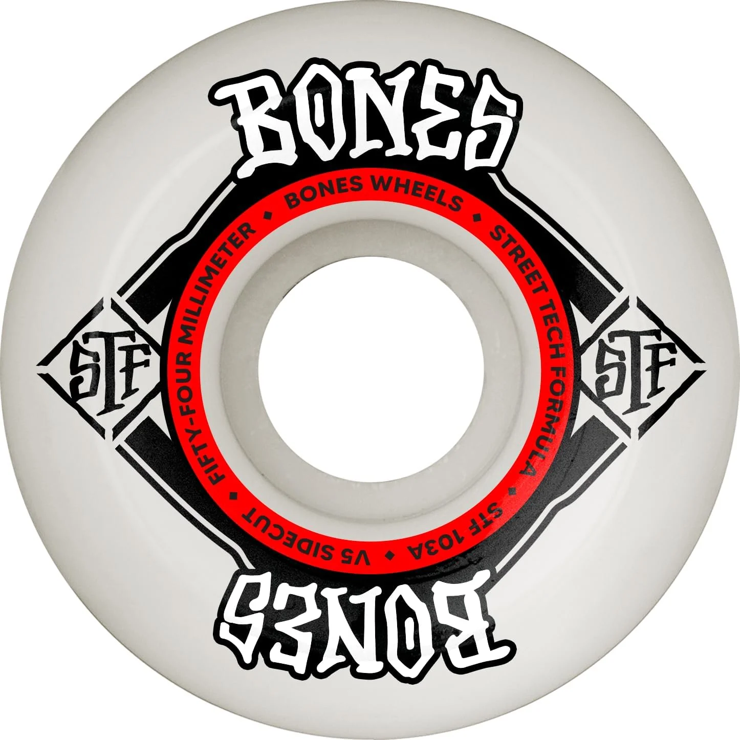 Bones Skateboard Wheels 54mm STF V5 Sidecut 103A White - Image 2
