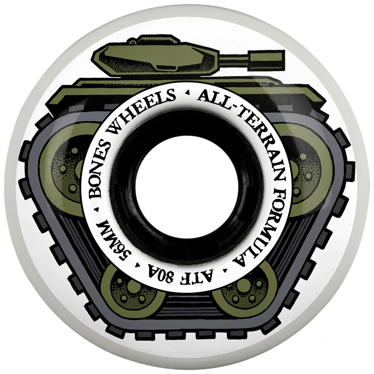 Bones Skateboard Wheels 56mm Tank ATF 80A White All-Terrain Formula - Image 2