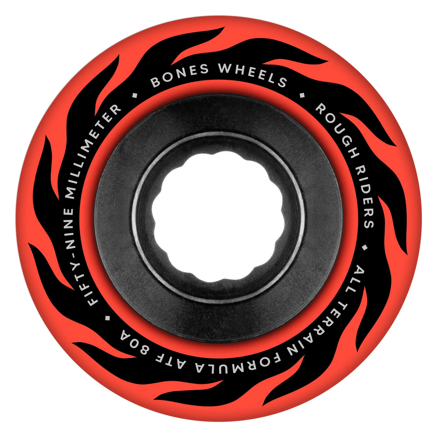 Bones Skateboard Wheels 59mm Eternal Flame Rough Riders ATF 80A Red - Image 2
