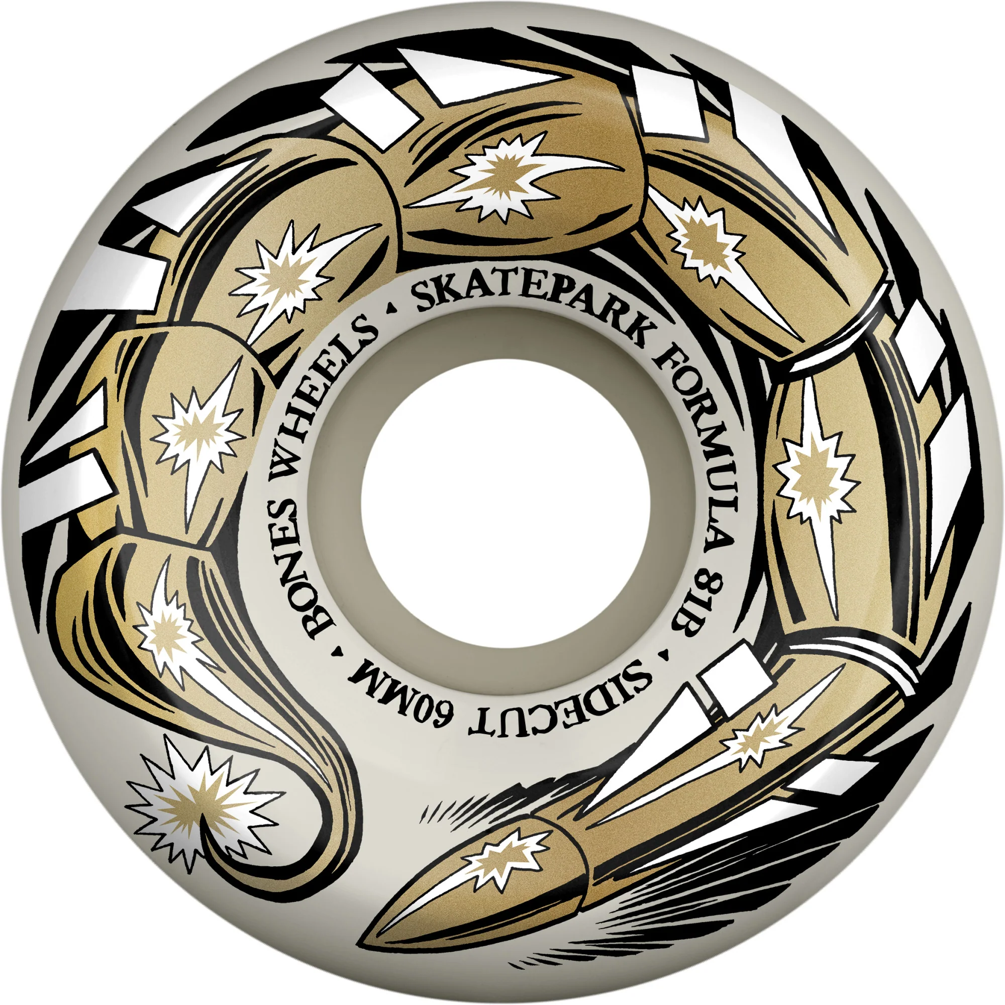 Bones Skateboard Wheels 60mm SPF Scorpeedo P5 Sidecut 81B (101A) White - Image 2