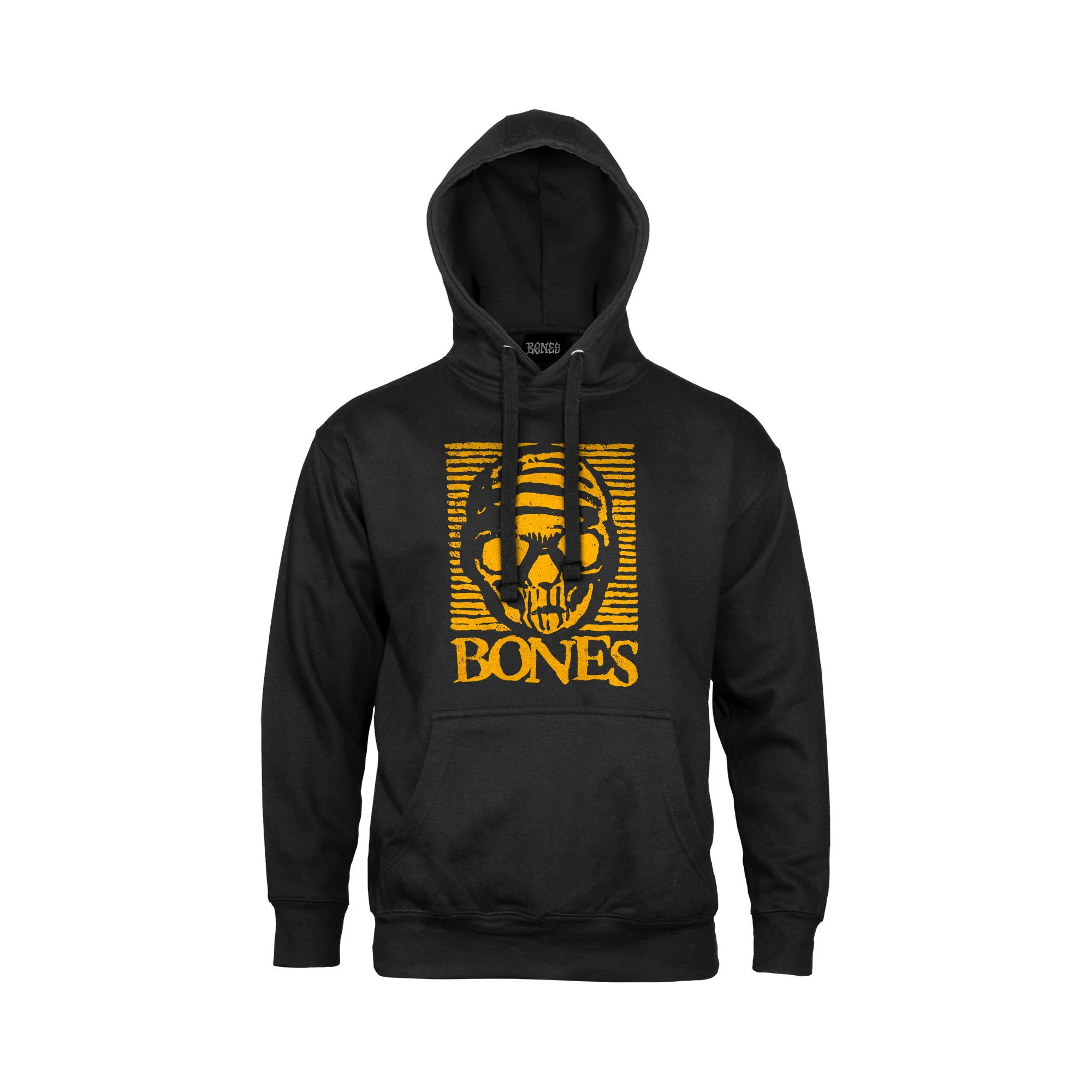 Bones Wheels Skateboard Hoody Black and Gold Pullover Black - Image 2