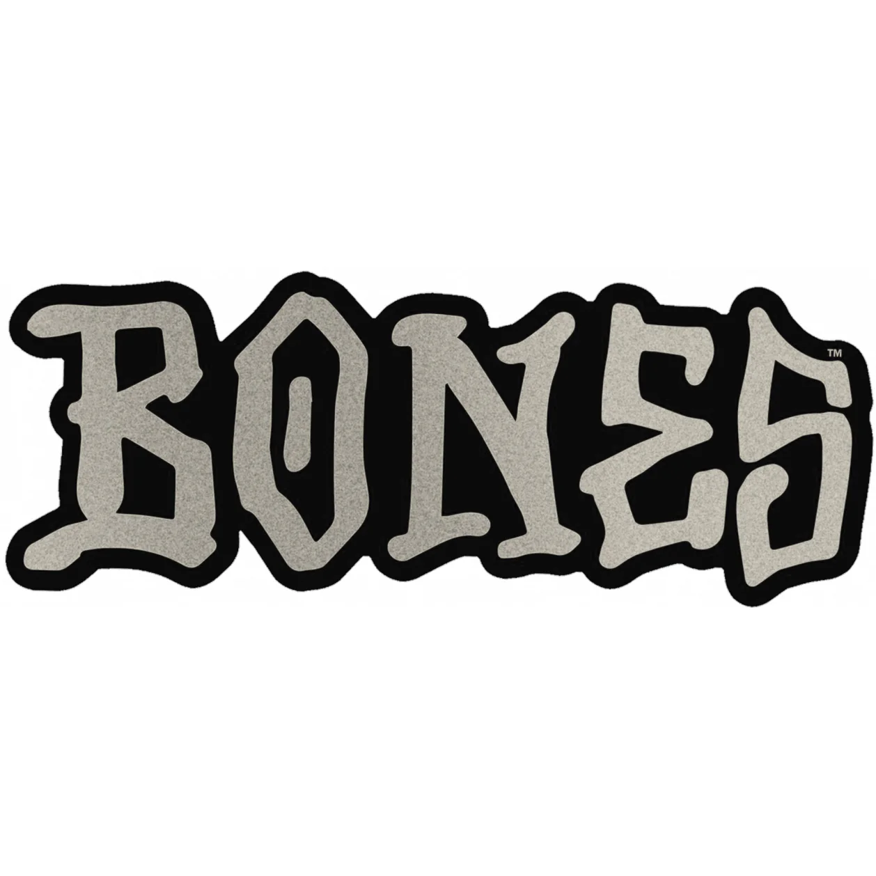 Bones Wheels Skateboard Sticker Logo Black/Chrome 7" x 2.5"
