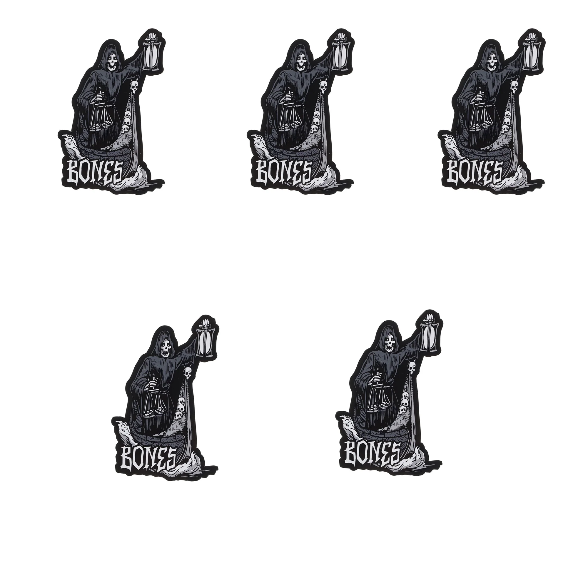 Bones Wheels Skateboard Sticker Reaper Crossing 4" 5-Pack