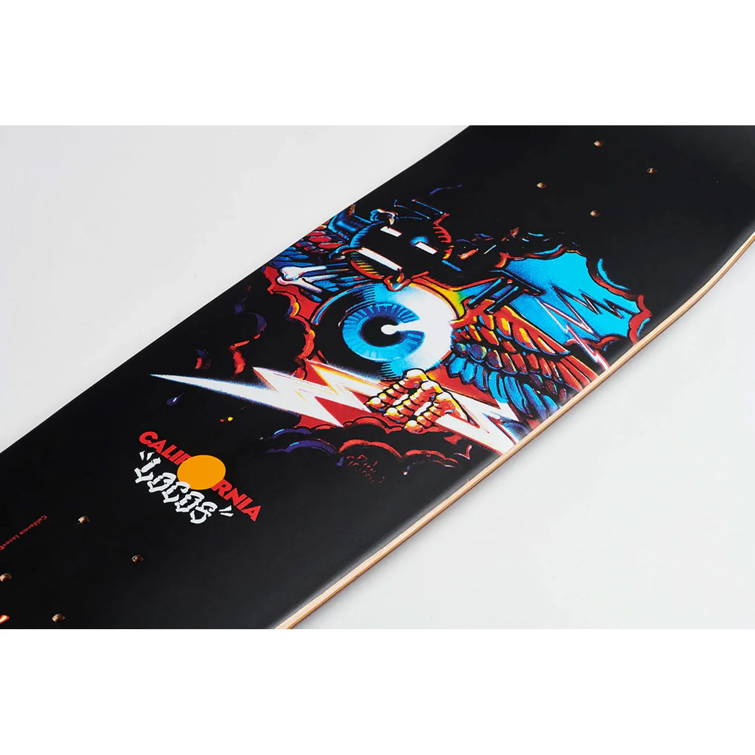California Locos Skateboard Deck Rick Griffin Flying Eyeball 8.375" + Sk8ology Wall Mount - Image 2