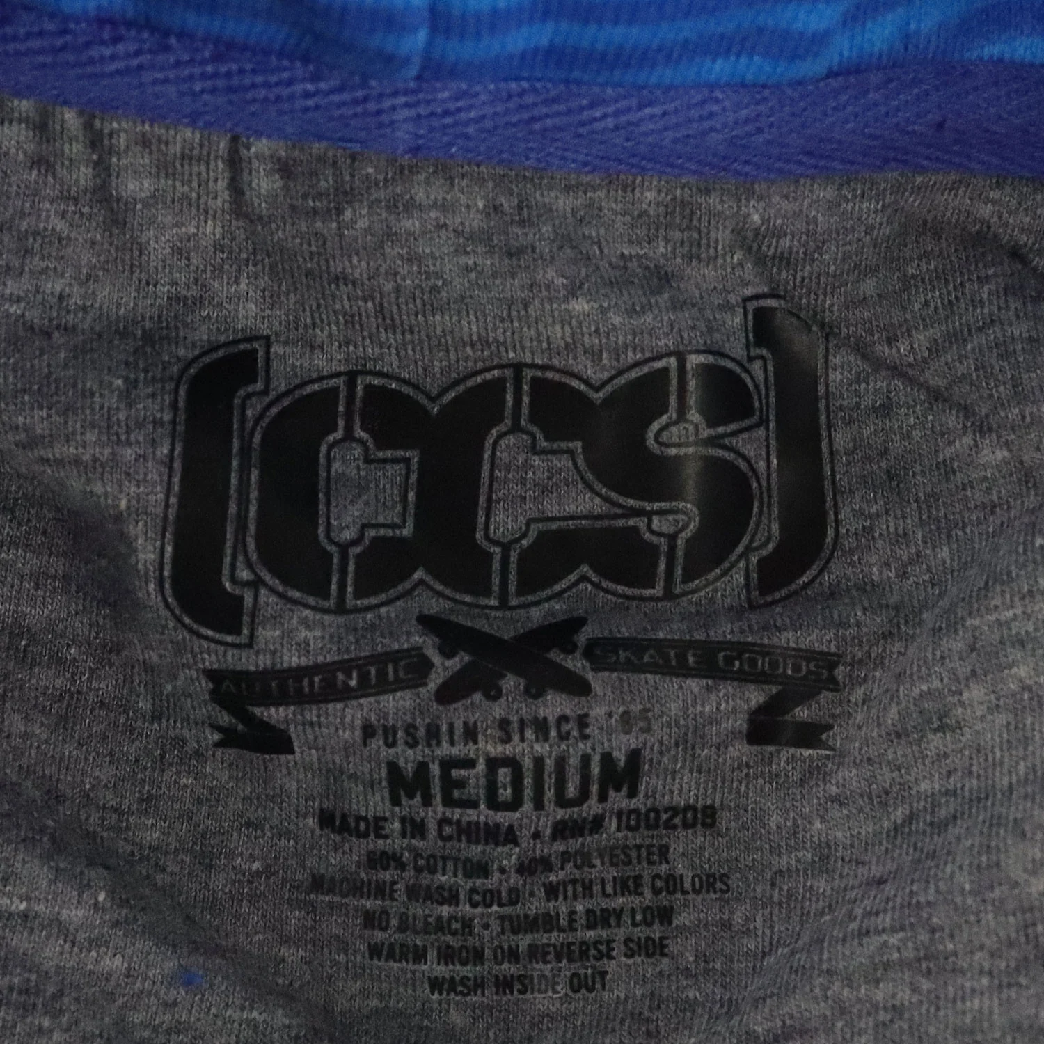 CCS Skateboard Hoodie Micro Stripe Stash Pocket Zip Royal/Sky/Green - Image 4