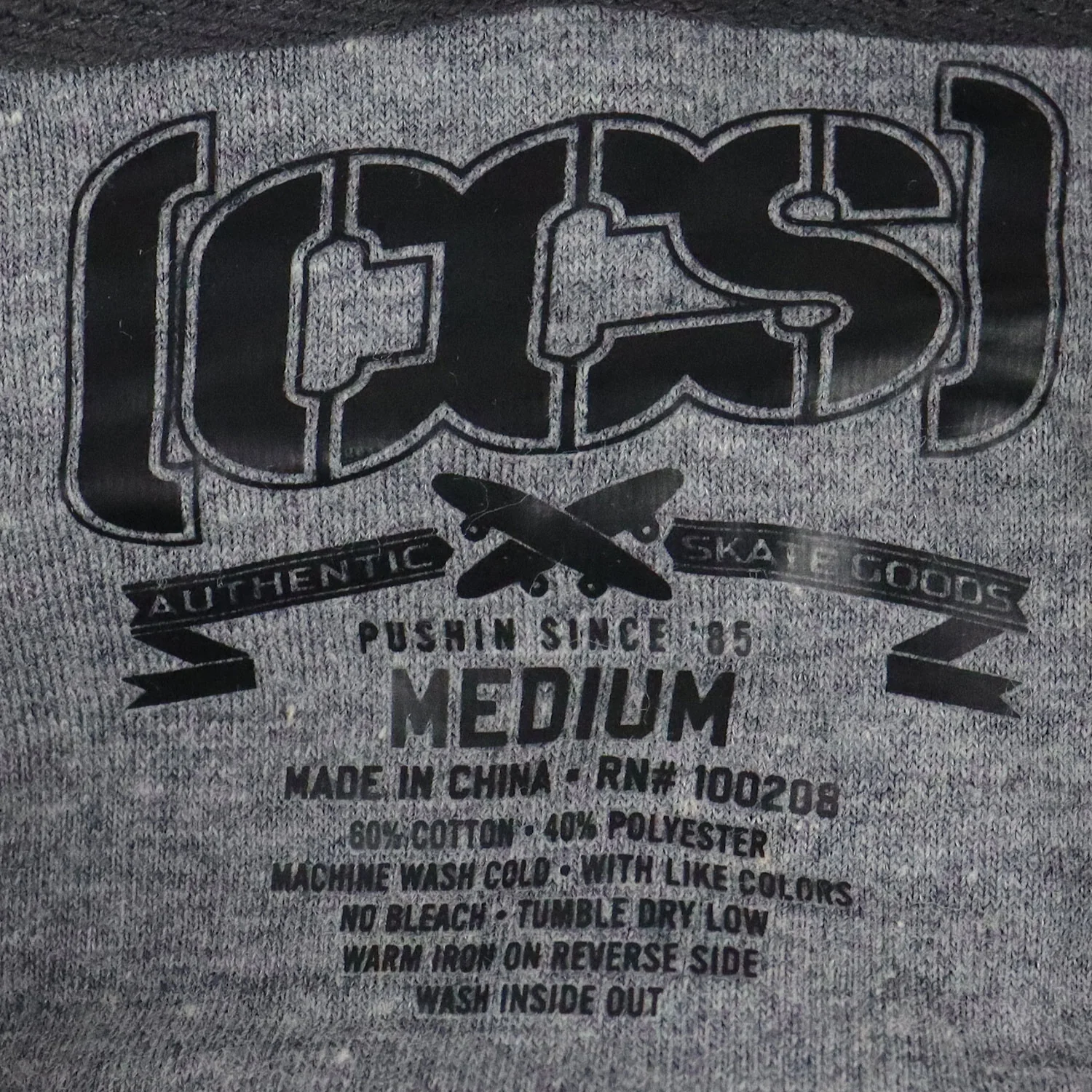 CCS Skateboard Hoodie Vapor Stripe Stash Pocket Zip Charcoal - Image 4