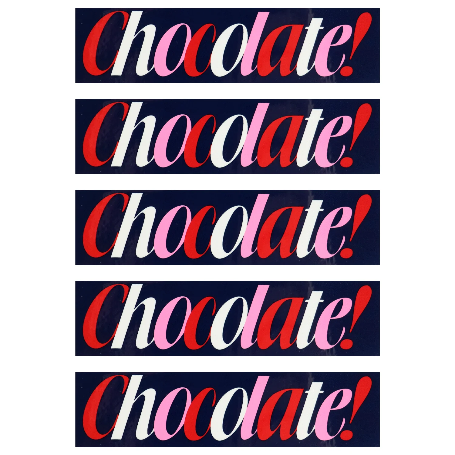 Chocolate Skateboard Sticker Bar Navy/Red/Pink 1.5" x 5" 5-Pack