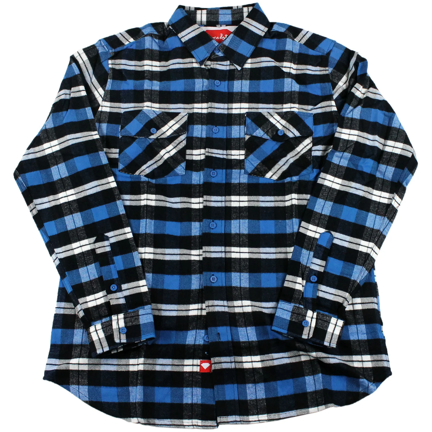 Chocolate X Diamond Supply Flannel Shirt Blue Plaid