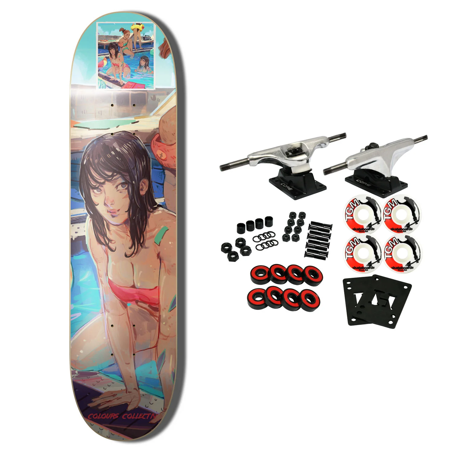 Colours Collectiv Skateboard Complete 2D Panda Rachel 8.1" x 31.5"
