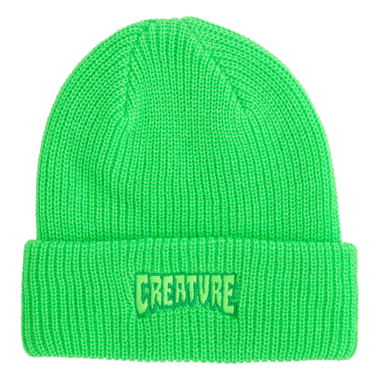 Creature Skateboard Beanie Logo Outline Safety Green OS