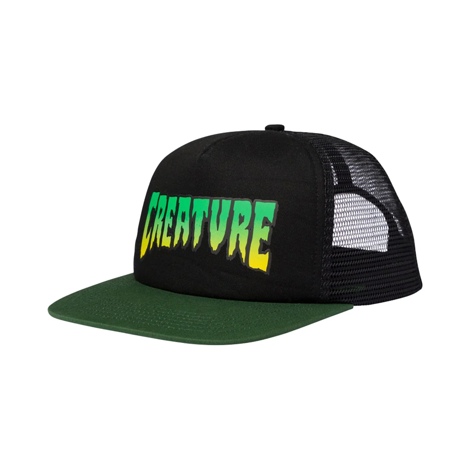 Creature Skateboard Hat Logo Trucker Snapback Black/Green