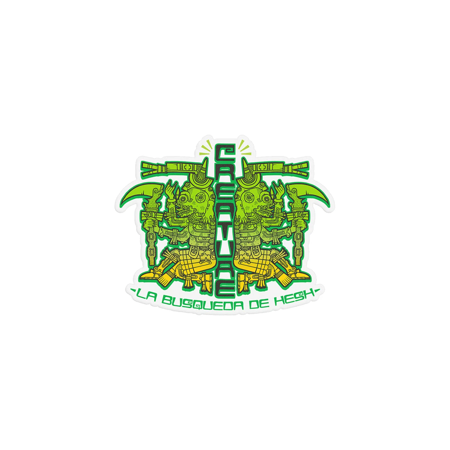 Creature Skateboard Mylar Sticker Busqueda de Hesh Black/Green/Yellow 4" x 3.25"