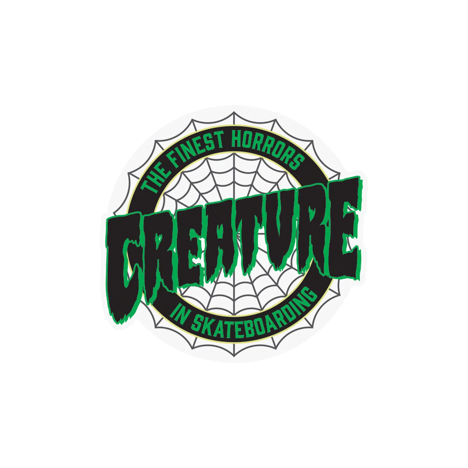 Creature Skateboard Mylar Sticker Finest Web Black/Green 3.125" x 3"