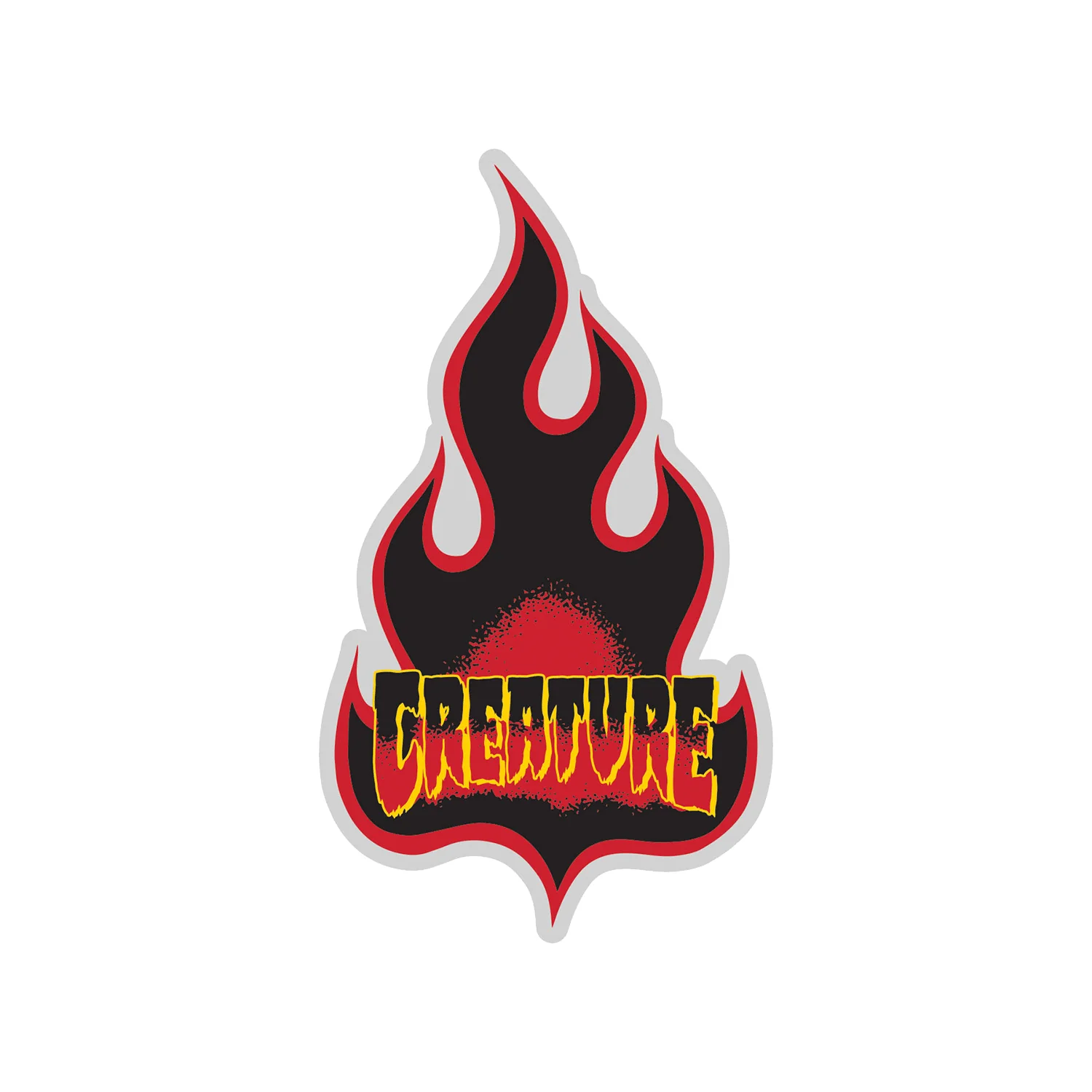 Creature Skateboard Mylar Sticker Logo Flame Red 6.25" x 3.125"