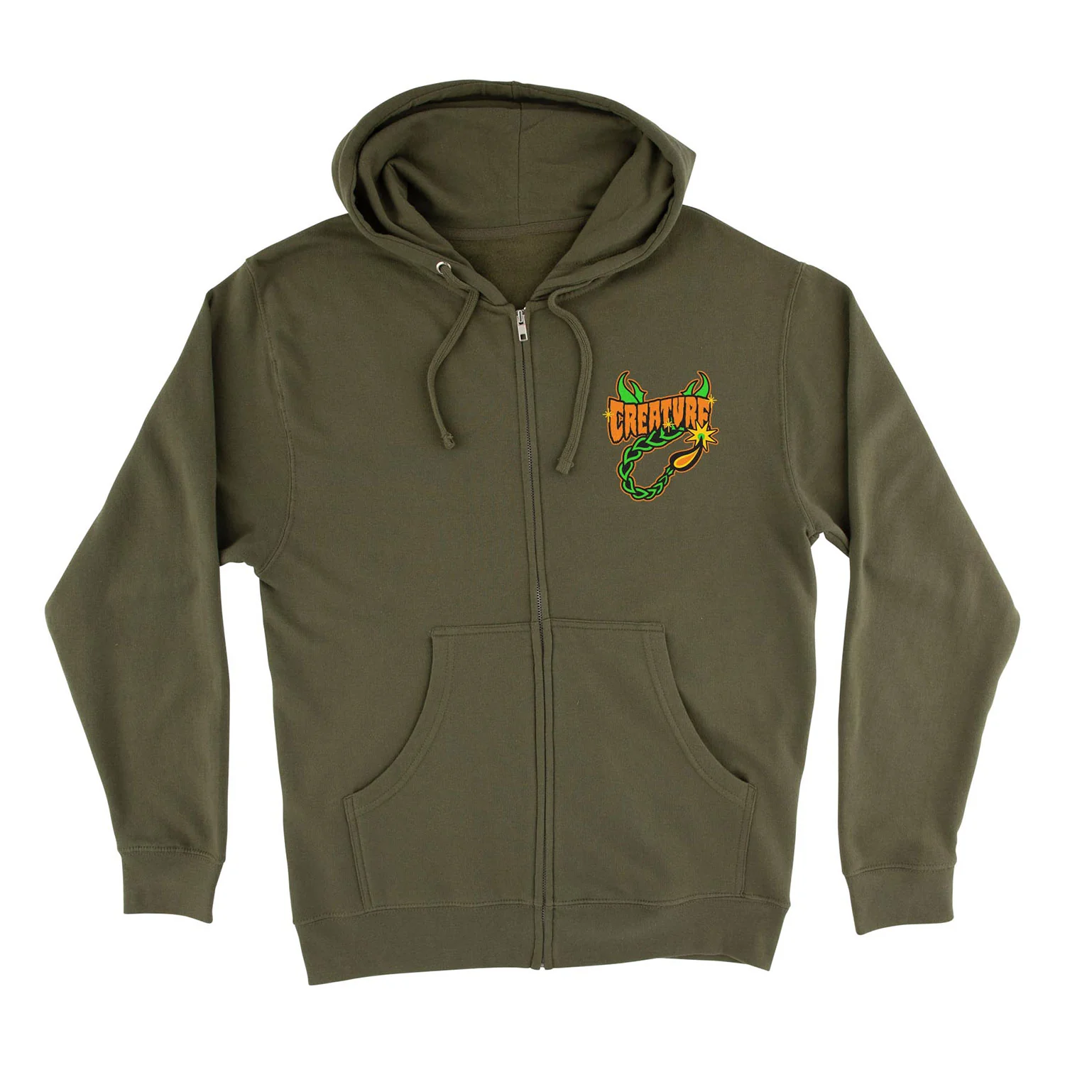 Creature Skateboard Sweatshirt Deadly Sands Zip Up Hoody Army - Image 2