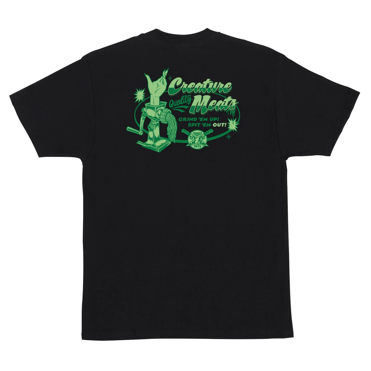 Creature Skateboard T-Shirt Meat Grinder Black
