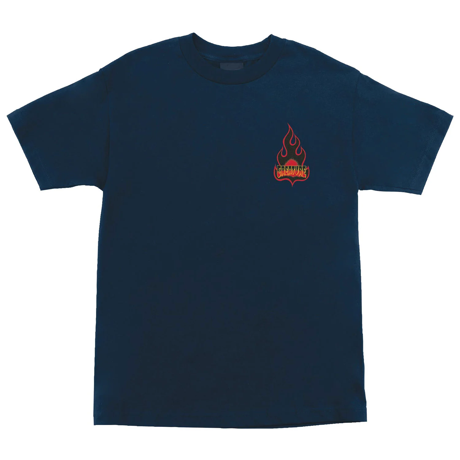 Creature Skateboard T-Shirts Logo Flame Navy