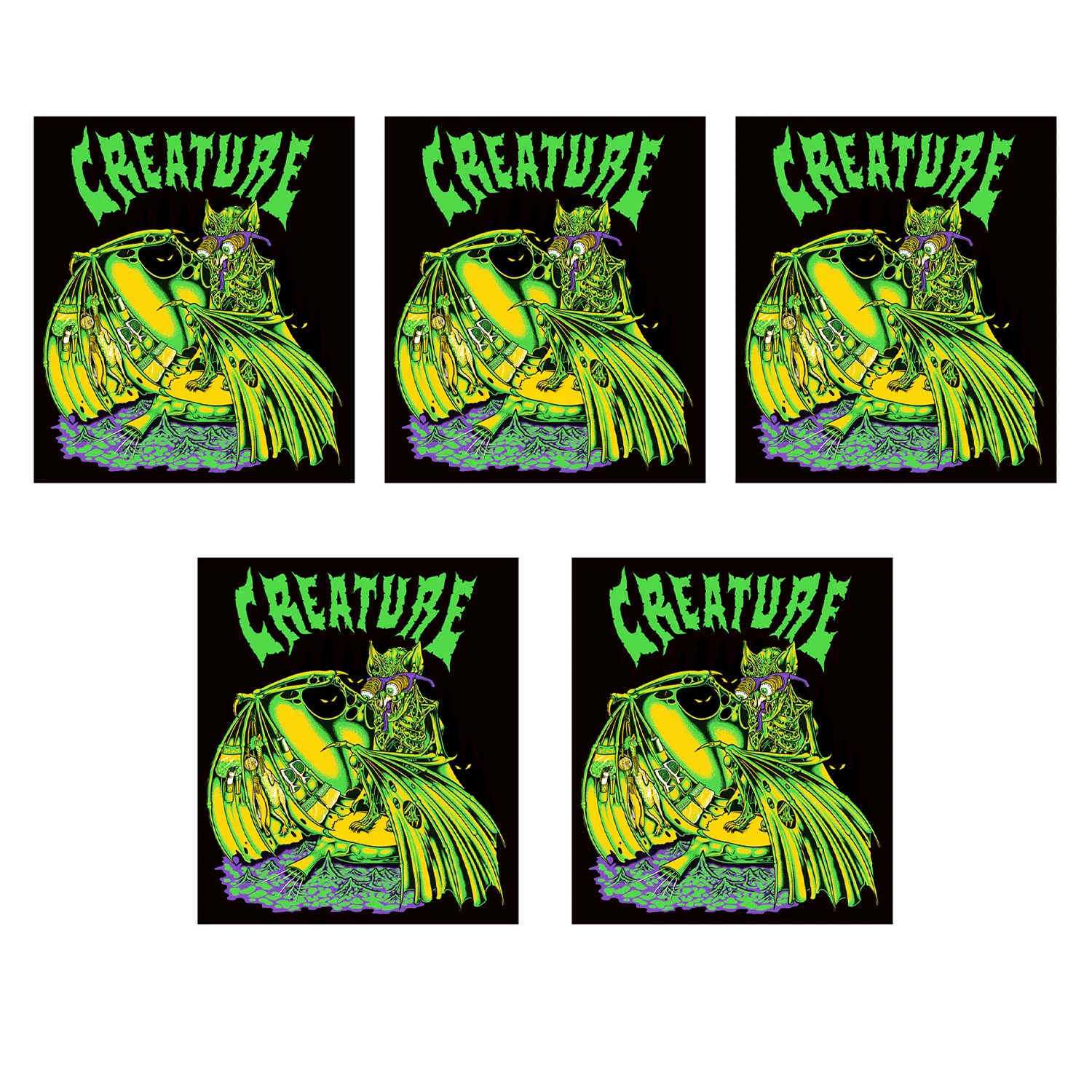 Creature Skateboard Vinyl Stickers Trader Multi 4" x 3.5" 5-Pack