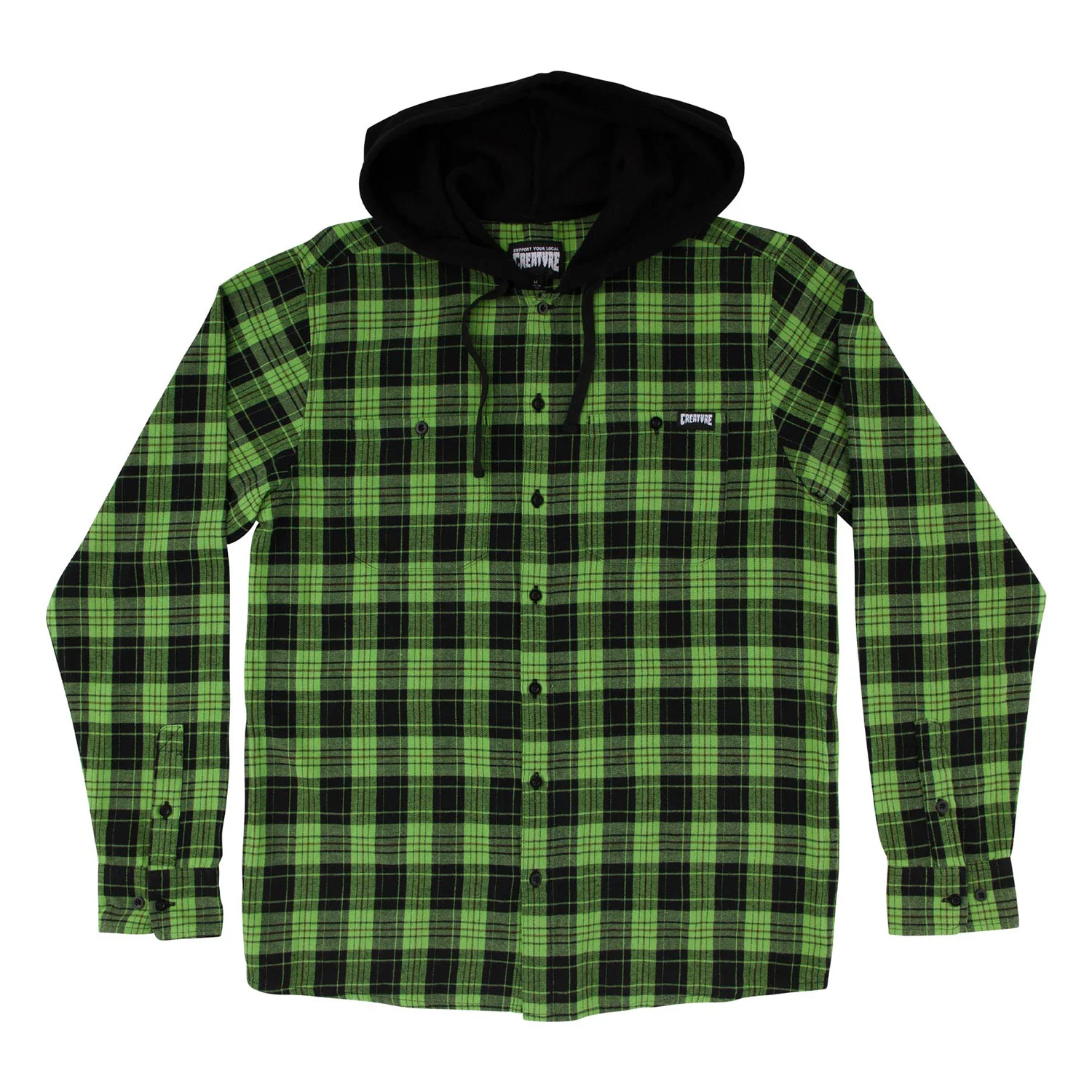 Creature Skateboards Longsleeve Shirt Bat Relic Flannel Green/Black
