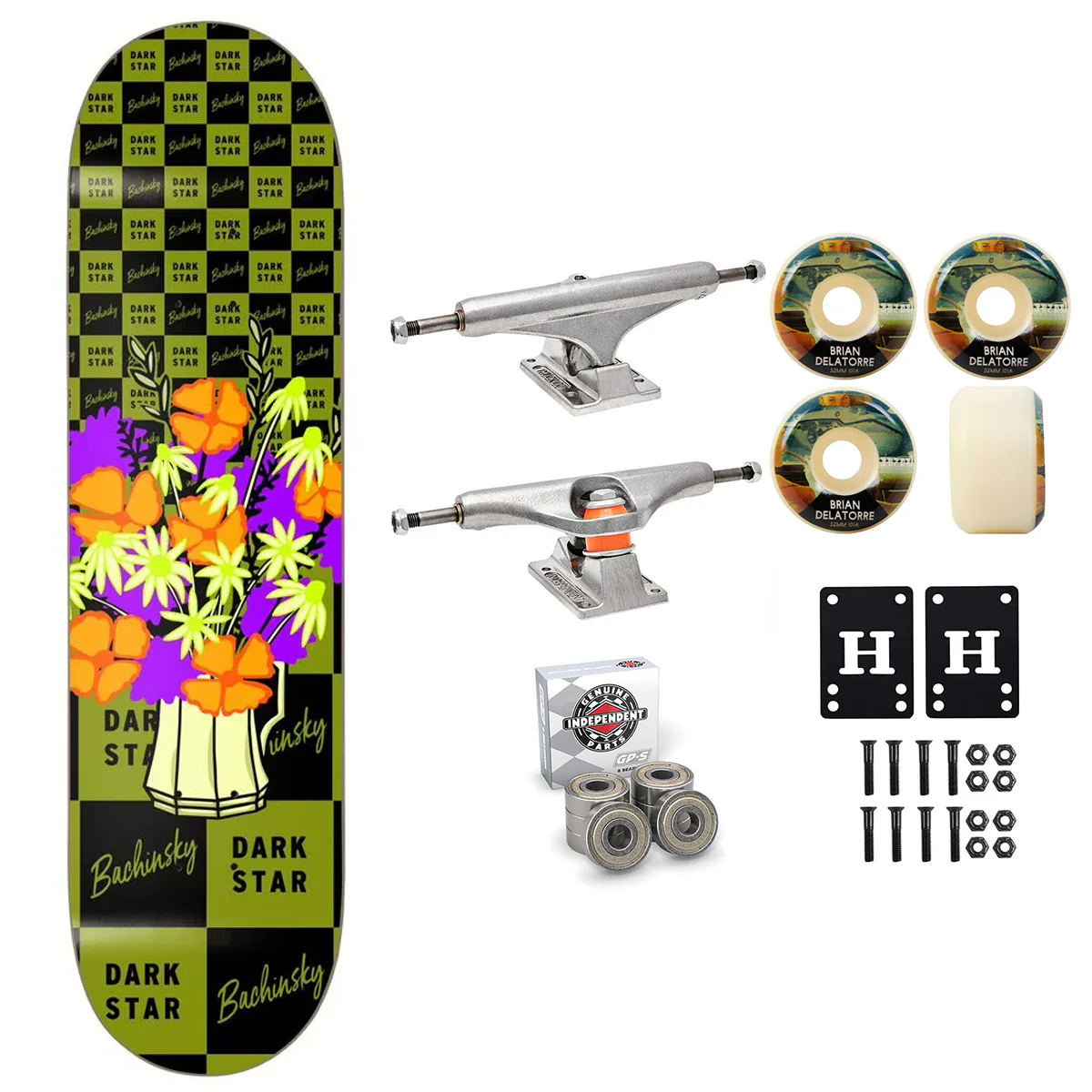 Darkstar Premium Complete Skateboard Bachinsky Flowers 8.25" Independent Satori Upgrade