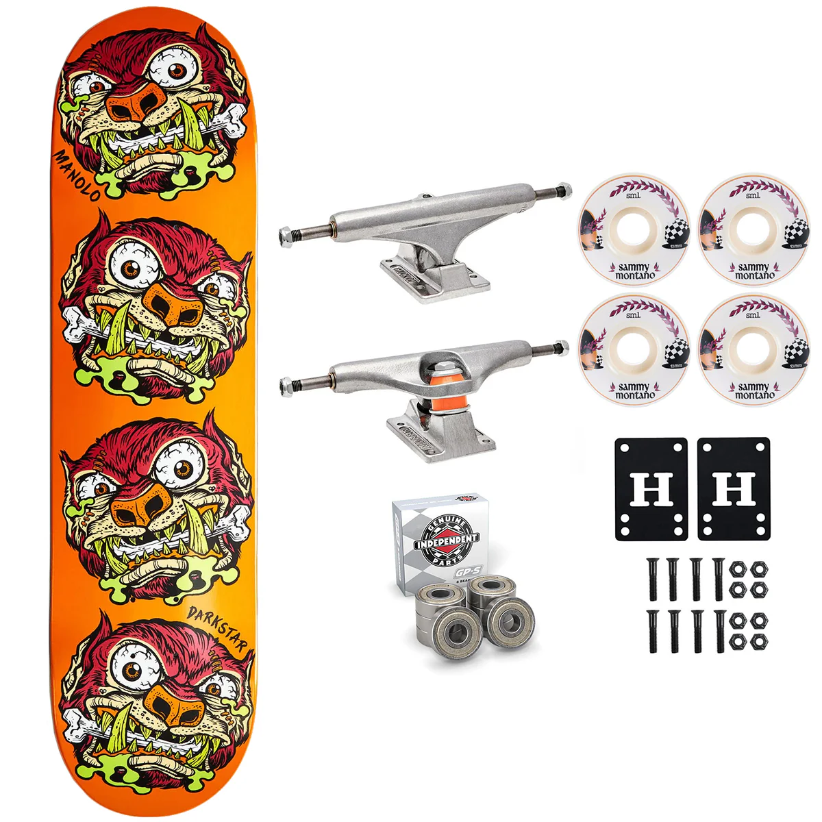 Darkstar Premium Complete Skateboard Manolo Madballs 8.0" Independent Sml Upgrade
