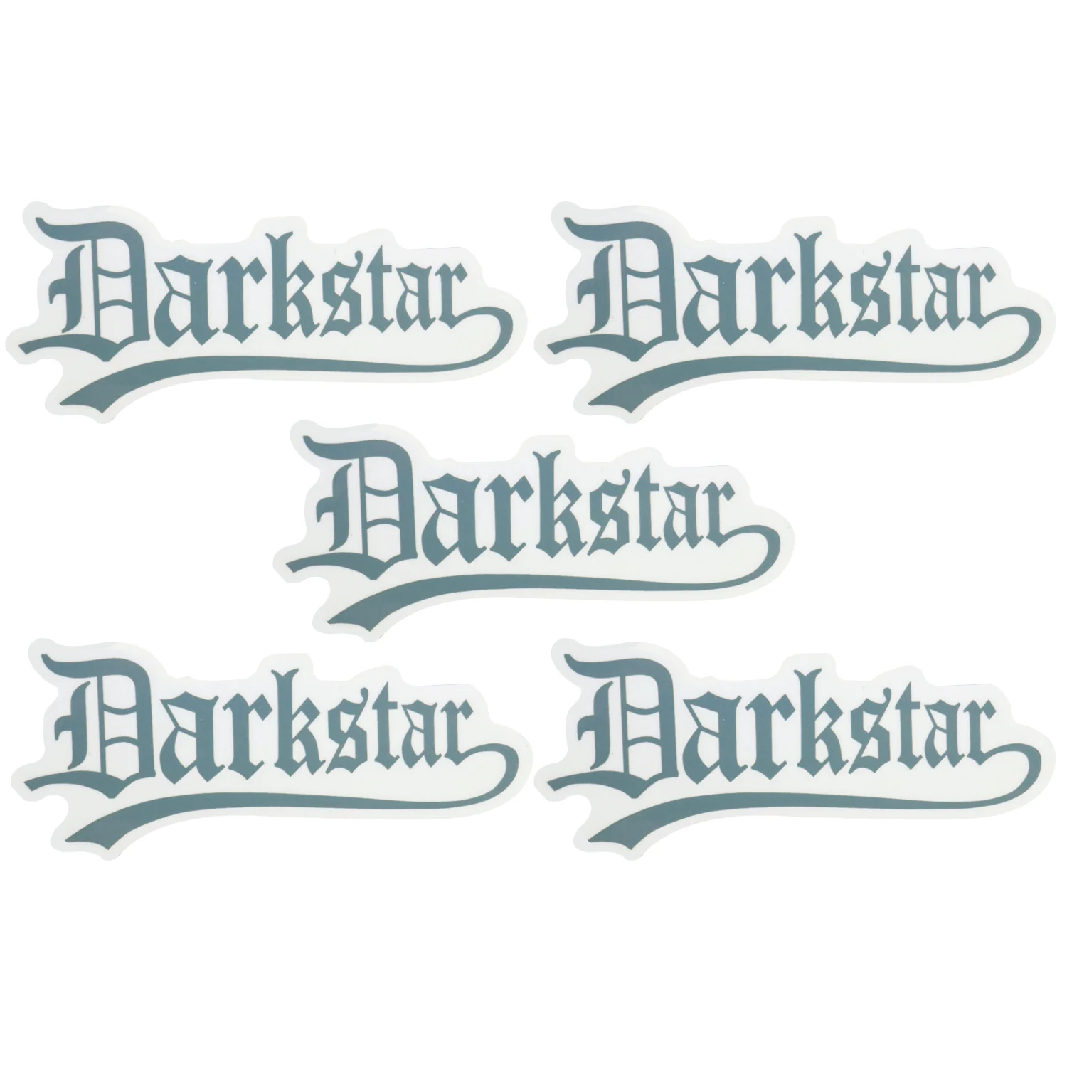 Darkstar Skateboard Sticker Old English Text Grey2" x 5" 5-Pack