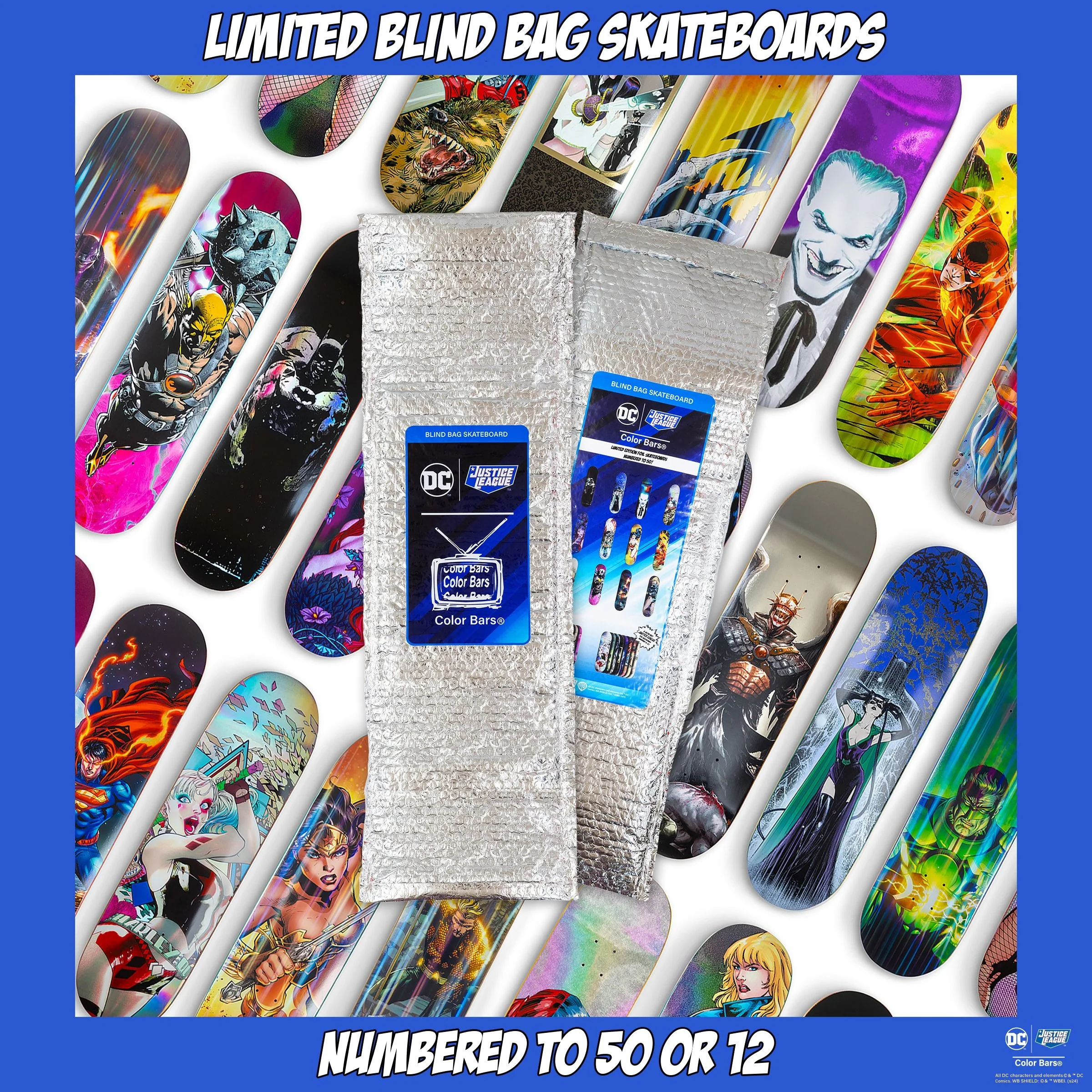 DC Comics Blind Bag Skateboard Deck by Color Bars - Limited Edition, Ultra Rare Foils