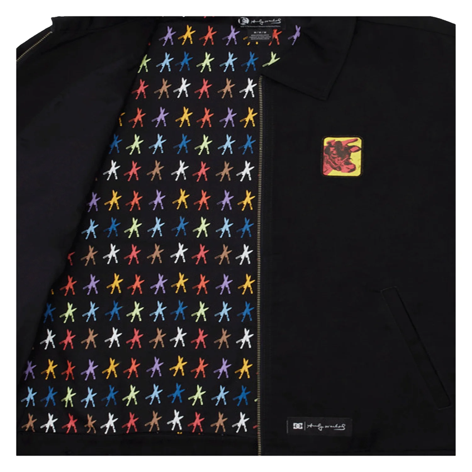 DC Skateboard Jacket Andy Warhol Cow Print Black - Image 3