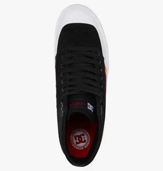 DC Skateboard Shoes T-Funk Hi S Black/White Print - Image 4