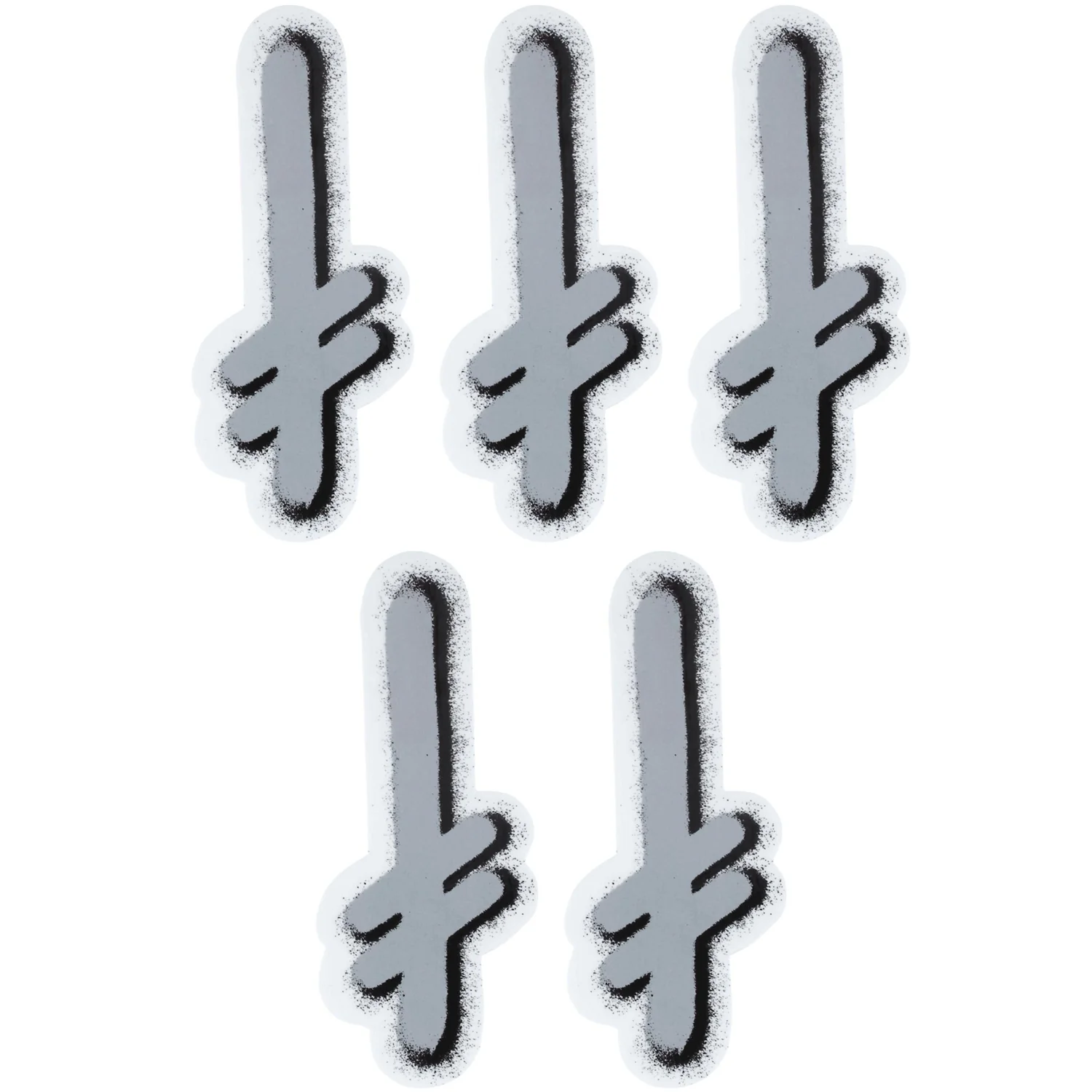 Deathwish Gang Logo 2.25 x 5 Silver/Black Skateboard Sticker 5-Pack