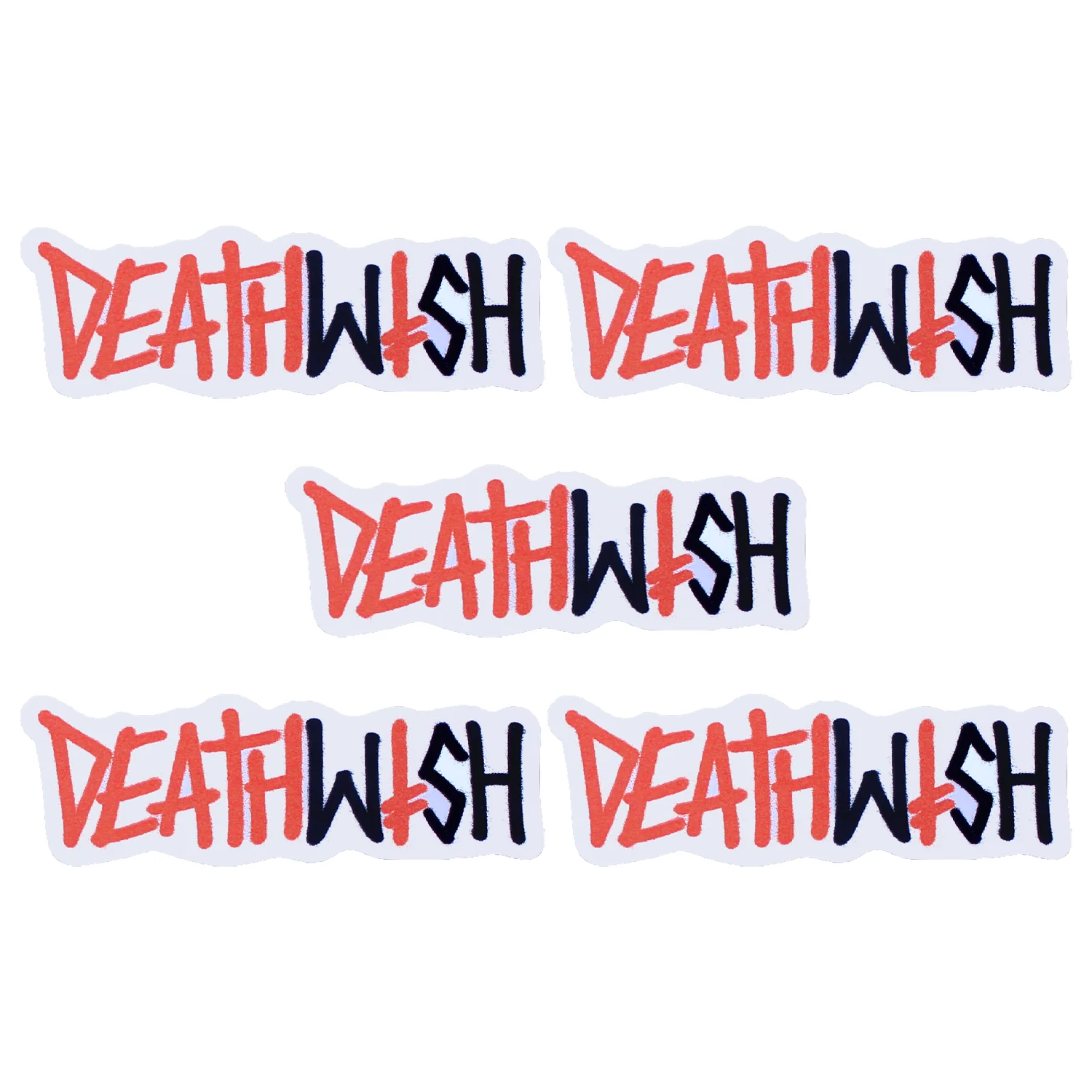 Deathwish Skateboard Sticker Graffiti Logo Red/Black 6.5"x2.5" 5-Pack