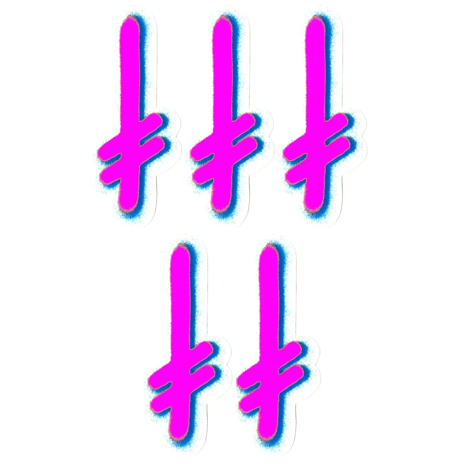 Deathwish Skateboards Sticker Gang Logo Mylar Pink/Blue 2.5" x 5.5" 5-Pack