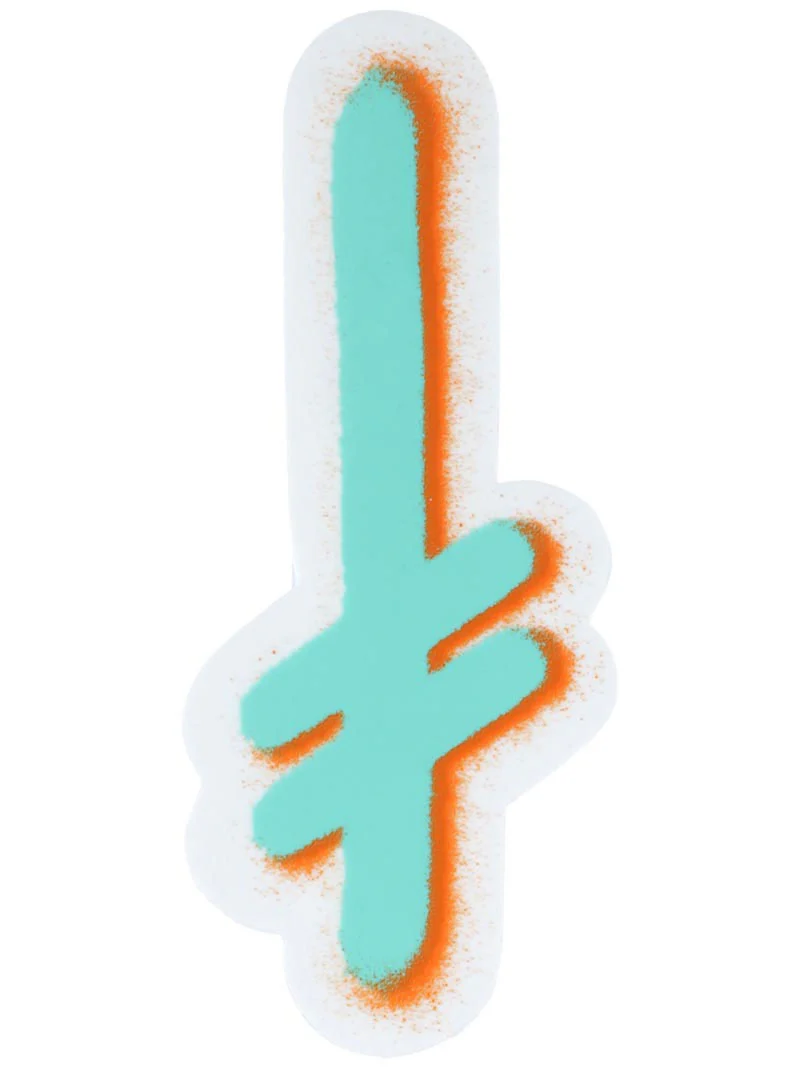 Deathwish Skateboards Sticker Gang Logo Mylar Seafoam/Orange 2.5" x 5.5"