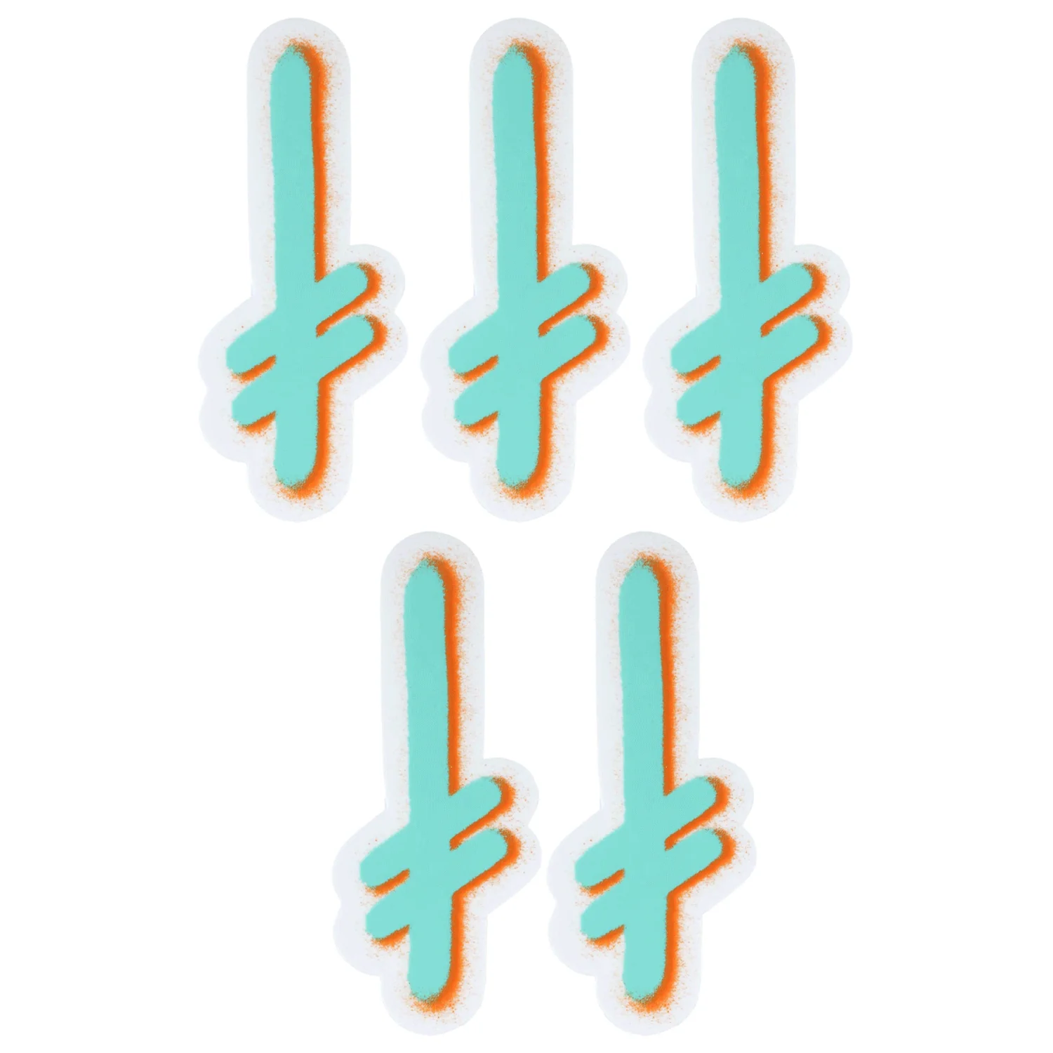 Deathwish Skateboards Sticker Gang Logo Mylar Seafoam/Orange 2.5" x 5.5" 5-Pack