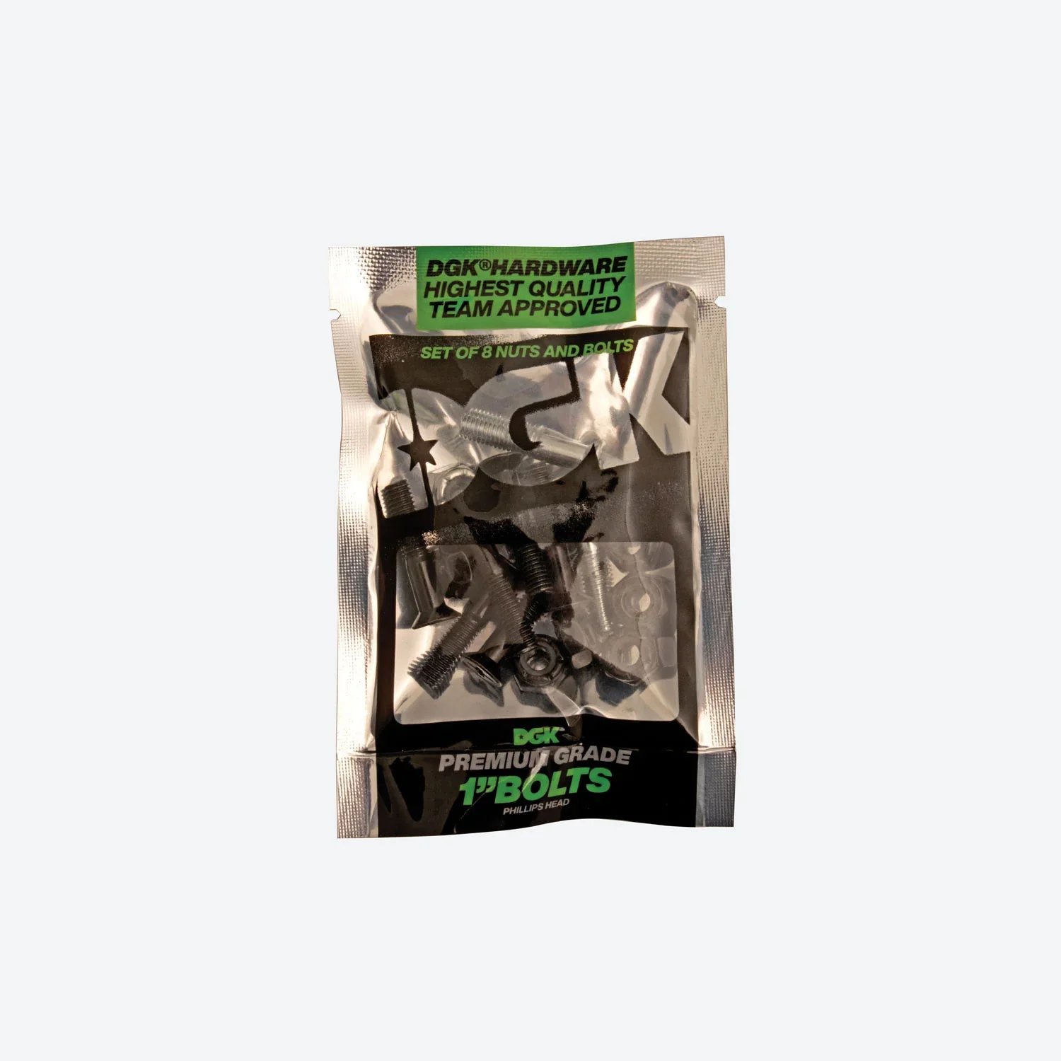 DGK Skateboard Mounting Hardware Premium Bolts Phillips 1" Black / Silver