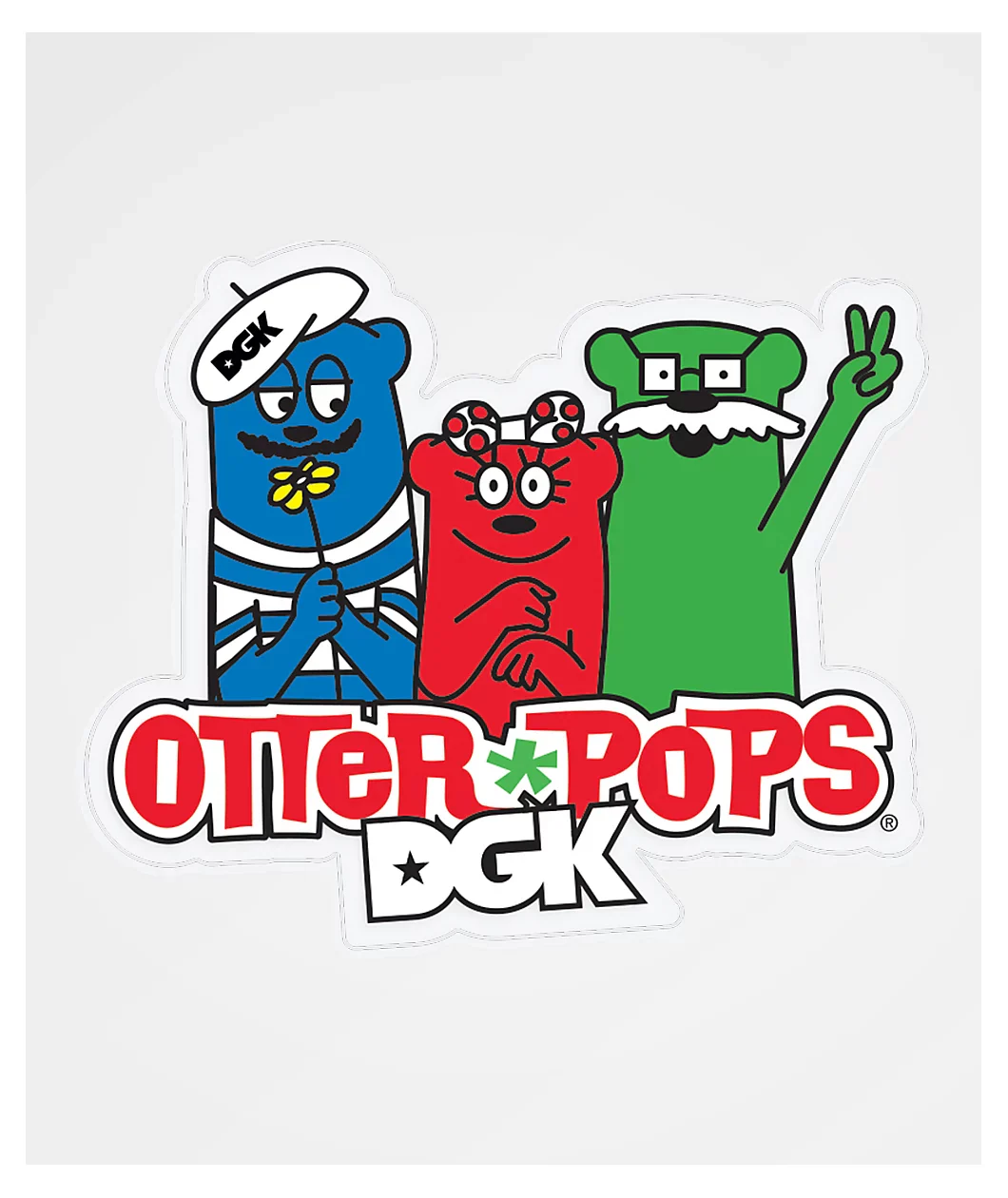 DGK Skateboards Sticker Otter Pops 3 Otters 4" x 3.5"