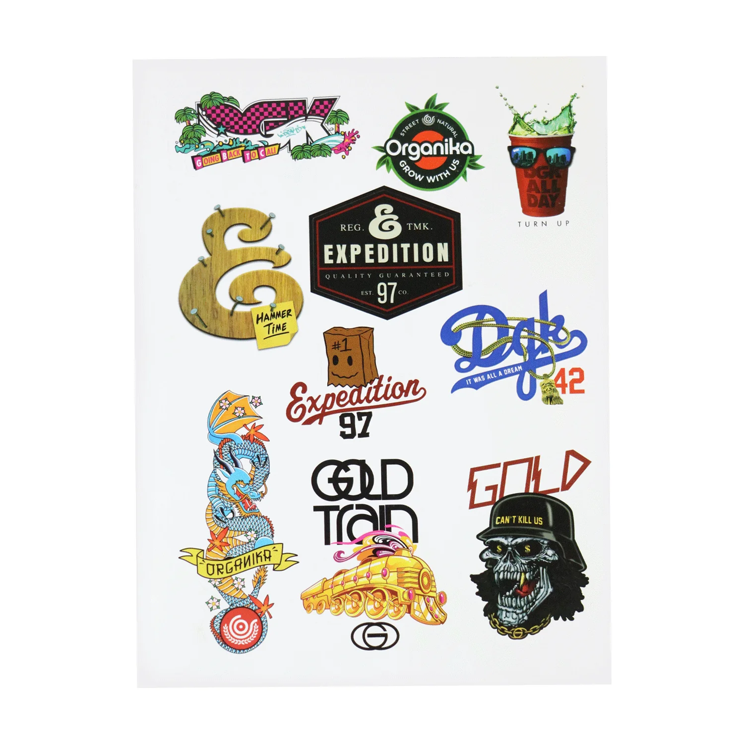 DGK Sticker Sheet 40 Stickers Total (DGK, Expedition One, Organika, Gold Wheels) - Image 2