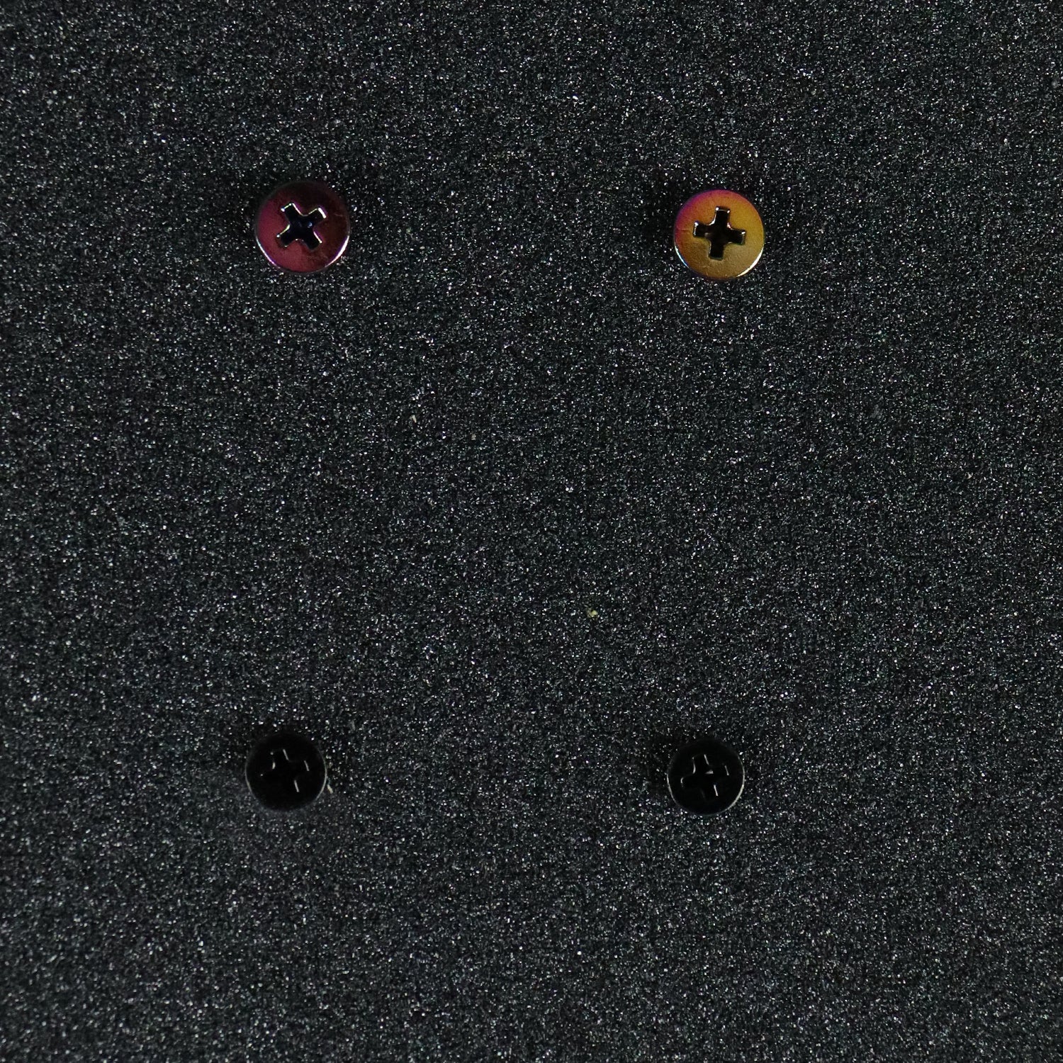 Dime Bag Skateboard Mounting Hardware 1" Phillips Black and Oil Slick Bolts / Silver Nuts - Image 4