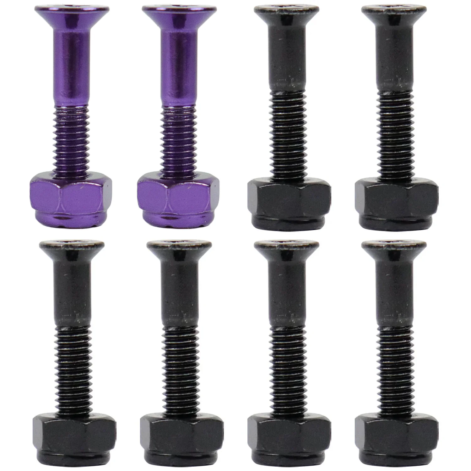 Dime Bag Skateboard Mounting Hardware 1" Phillips Black and Purple Nuts and Bolts