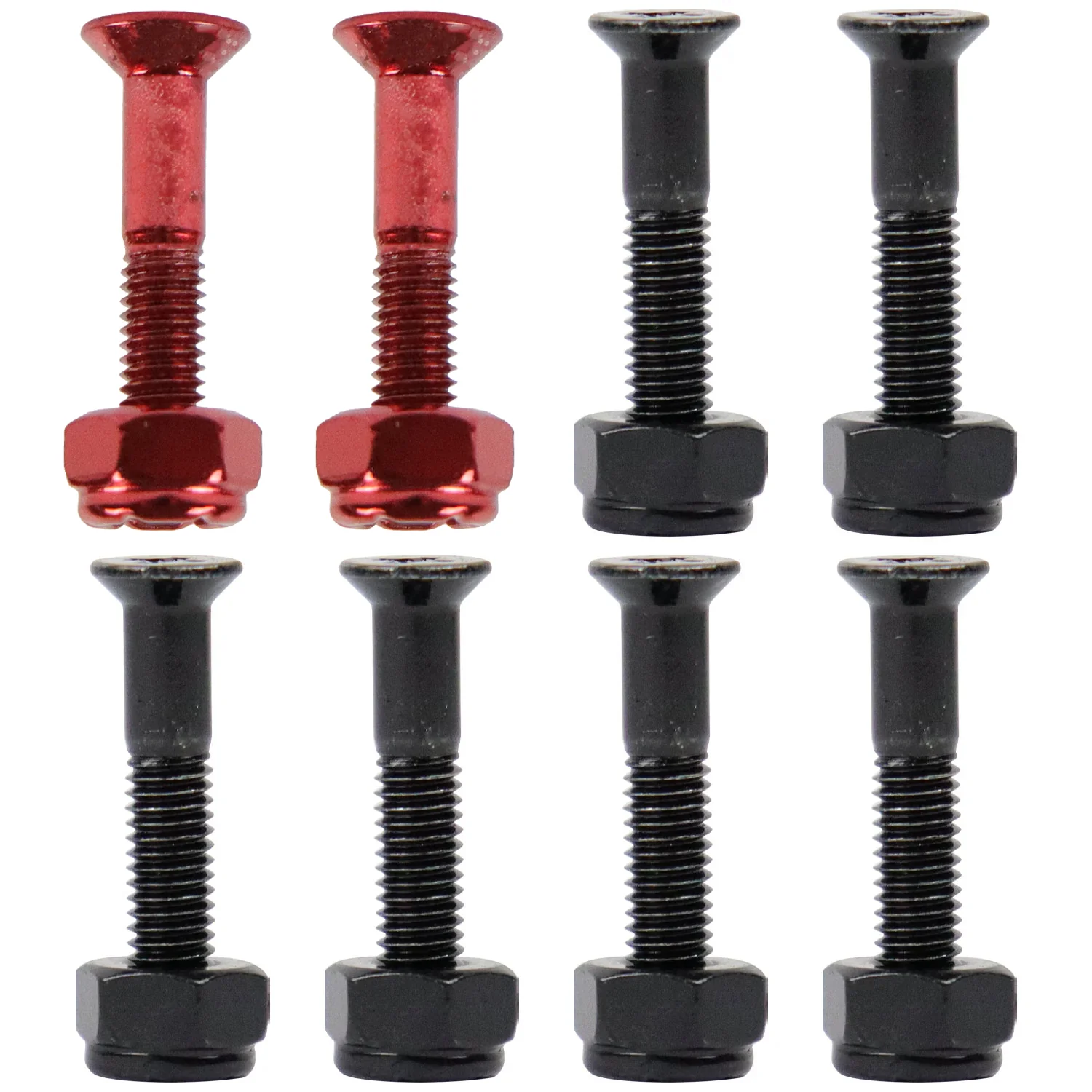 Dime Bag Skateboard Mounting Hardware 1" Phillips Black and Red Nuts and Bolts